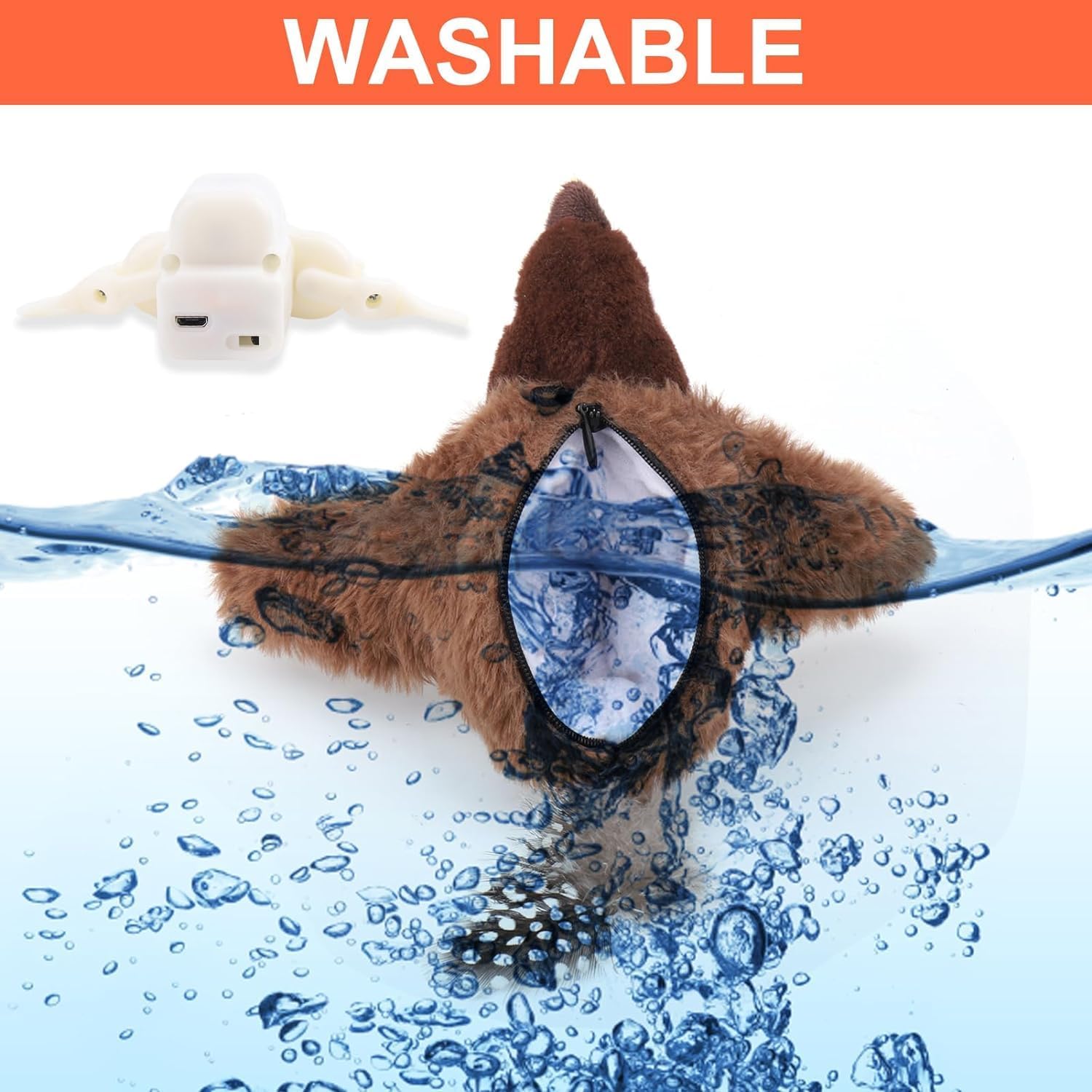 Rechargeable Flapping Bird Cat Toy – USB & Motion‐Activated Chirping Sparrow