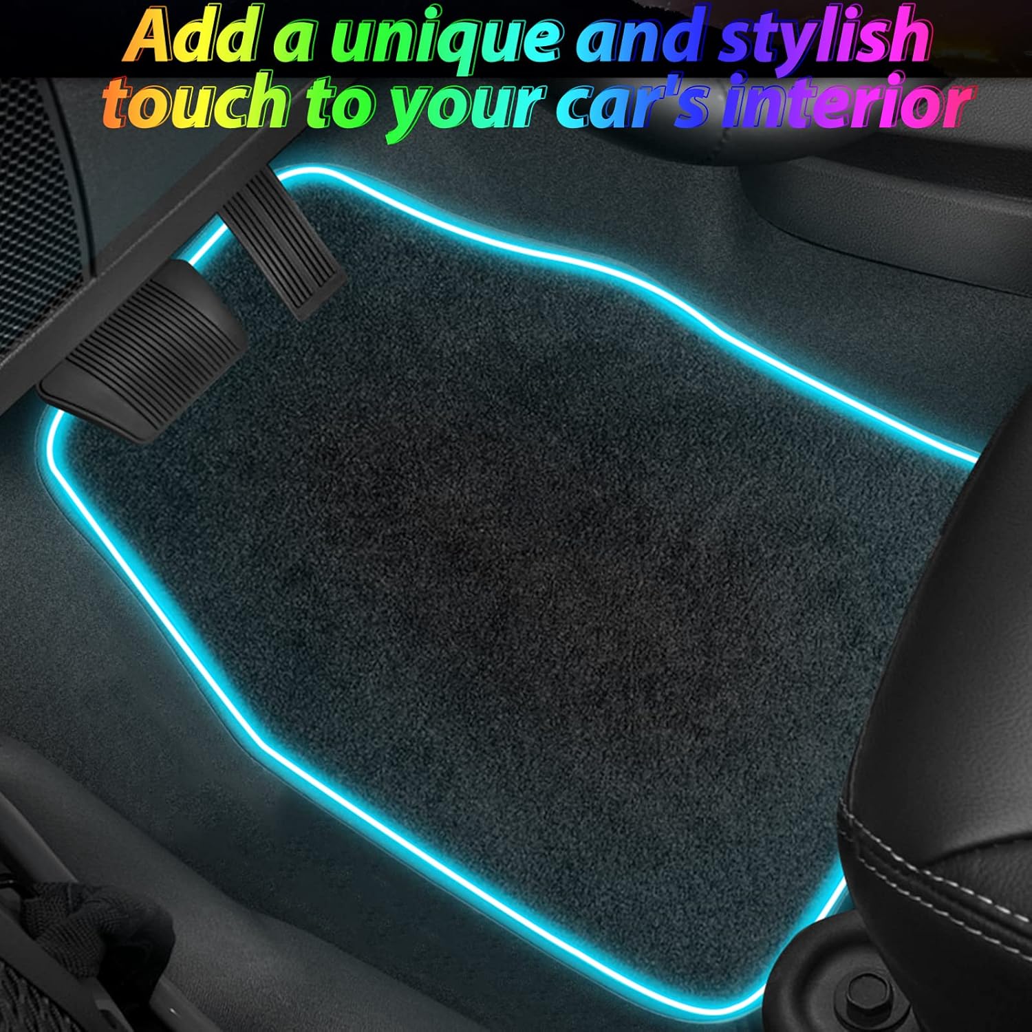 Car Floor Mats with Led Strip Light, Universal Fit Black Automotive Carpet, Accessories for Cars, SUV, Trucks, Sedan, Jeeps, Vans