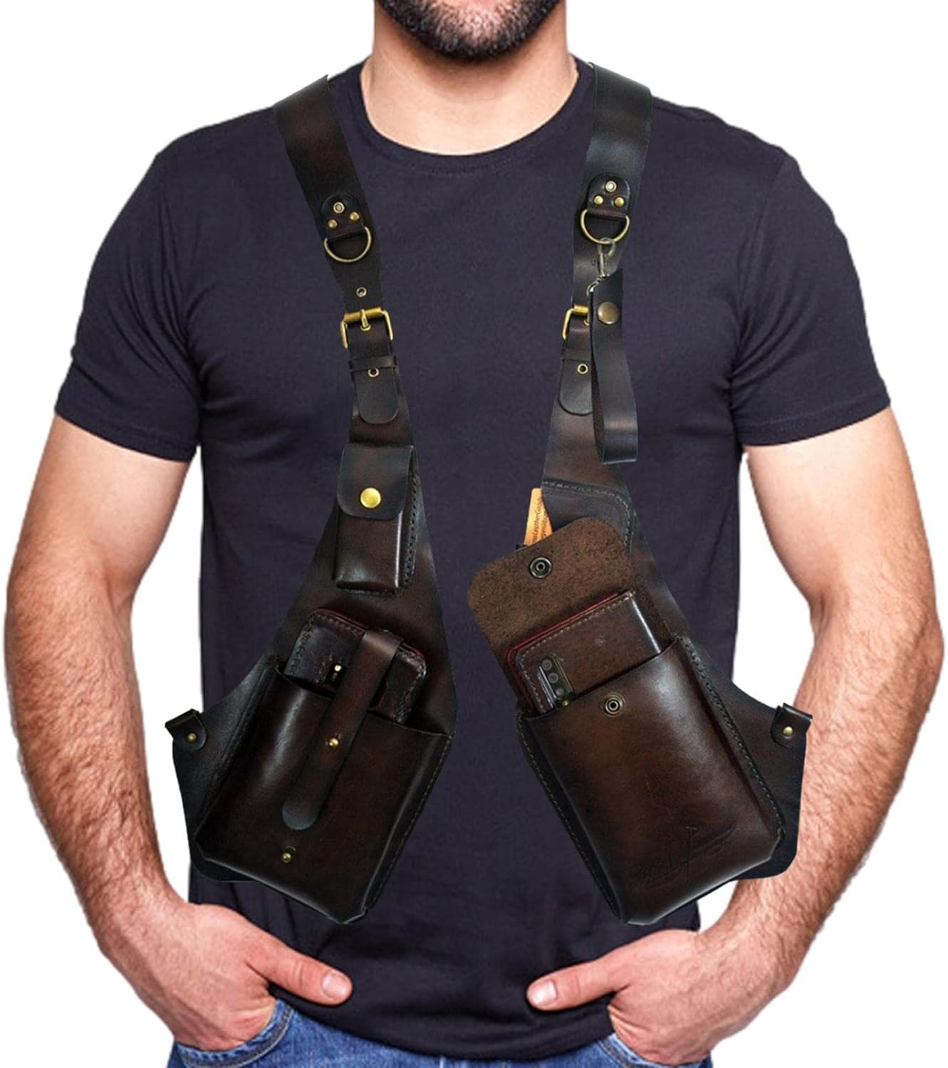 Anti-Theft Underarm Shoulder Bag, Shoulder Holster Bag, Pocket Holster Phone Shoulder Holster Bag Leisure Double Shoulder