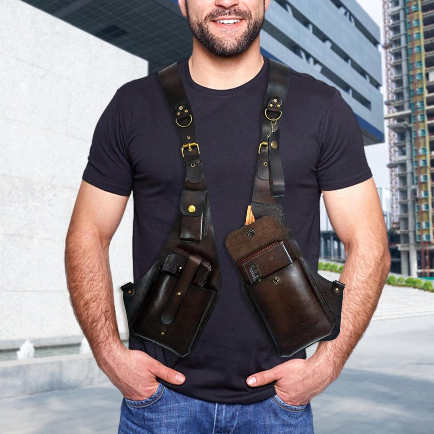 Anti-Theft Underarm Shoulder Bag, Shoulder Holster Bag, Pocket Holster Phone Shoulder Holster Bag Leisure Double Shoulder