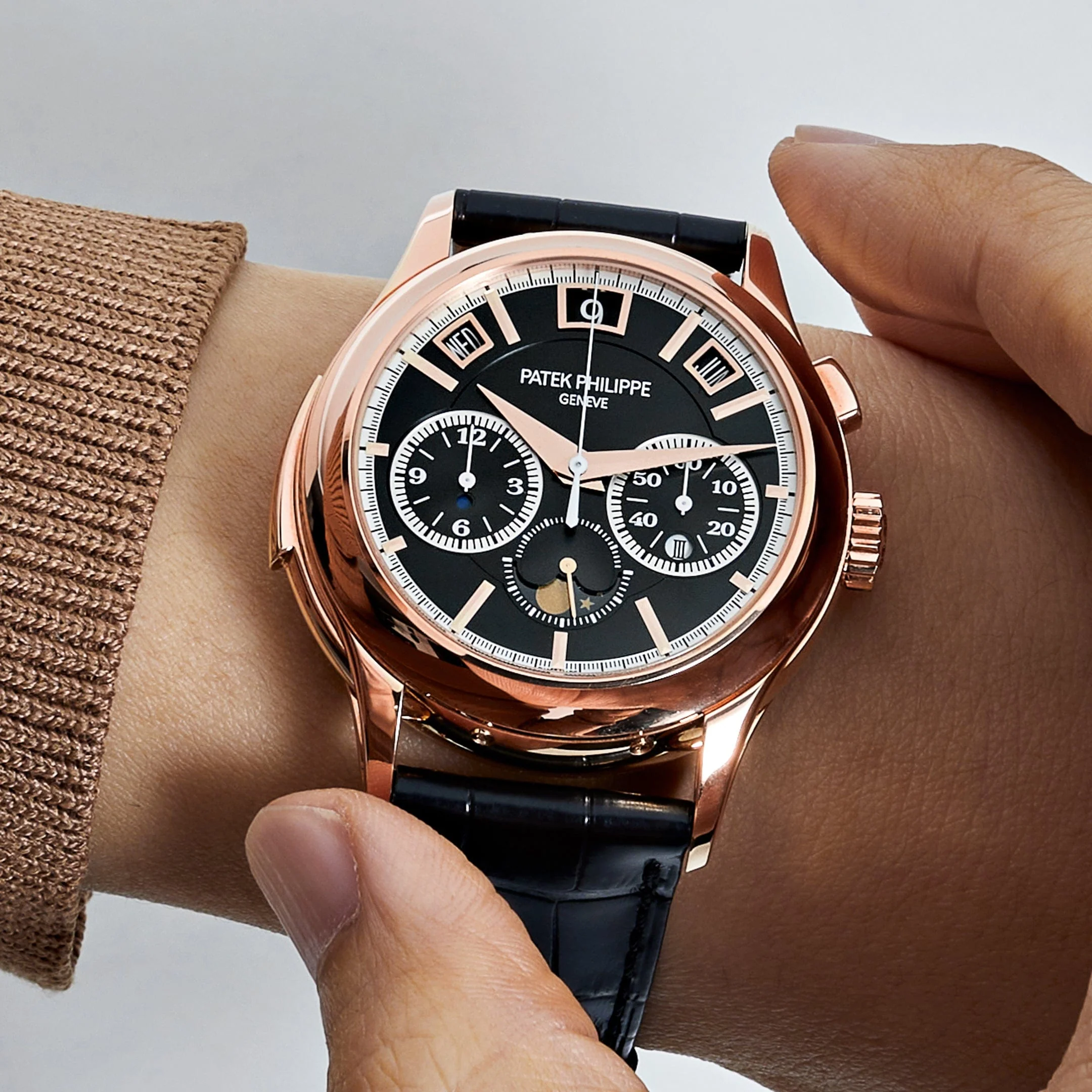 Patek Philippe Grand Complications 5208R-001 Minute Repeater Perpetual Calendar Rose Gold Black Dial