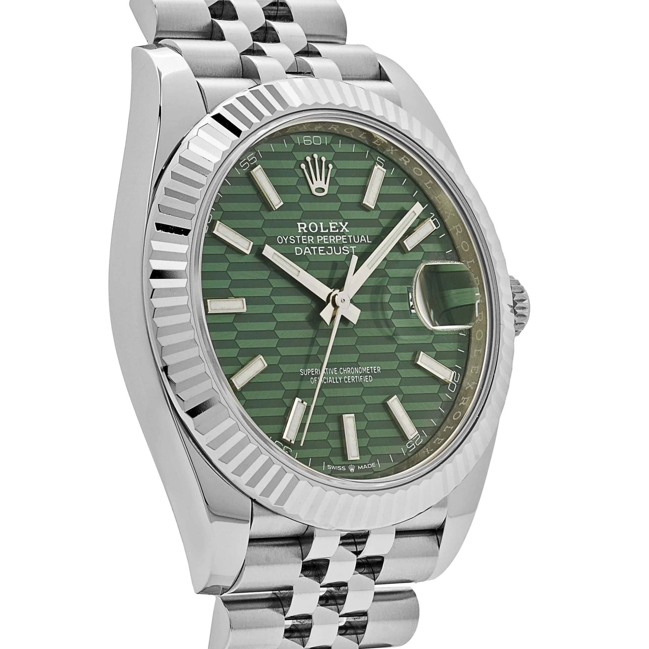Rolex Datejust 41 126334 Stainless Steel Green Motif Dial Jubilee