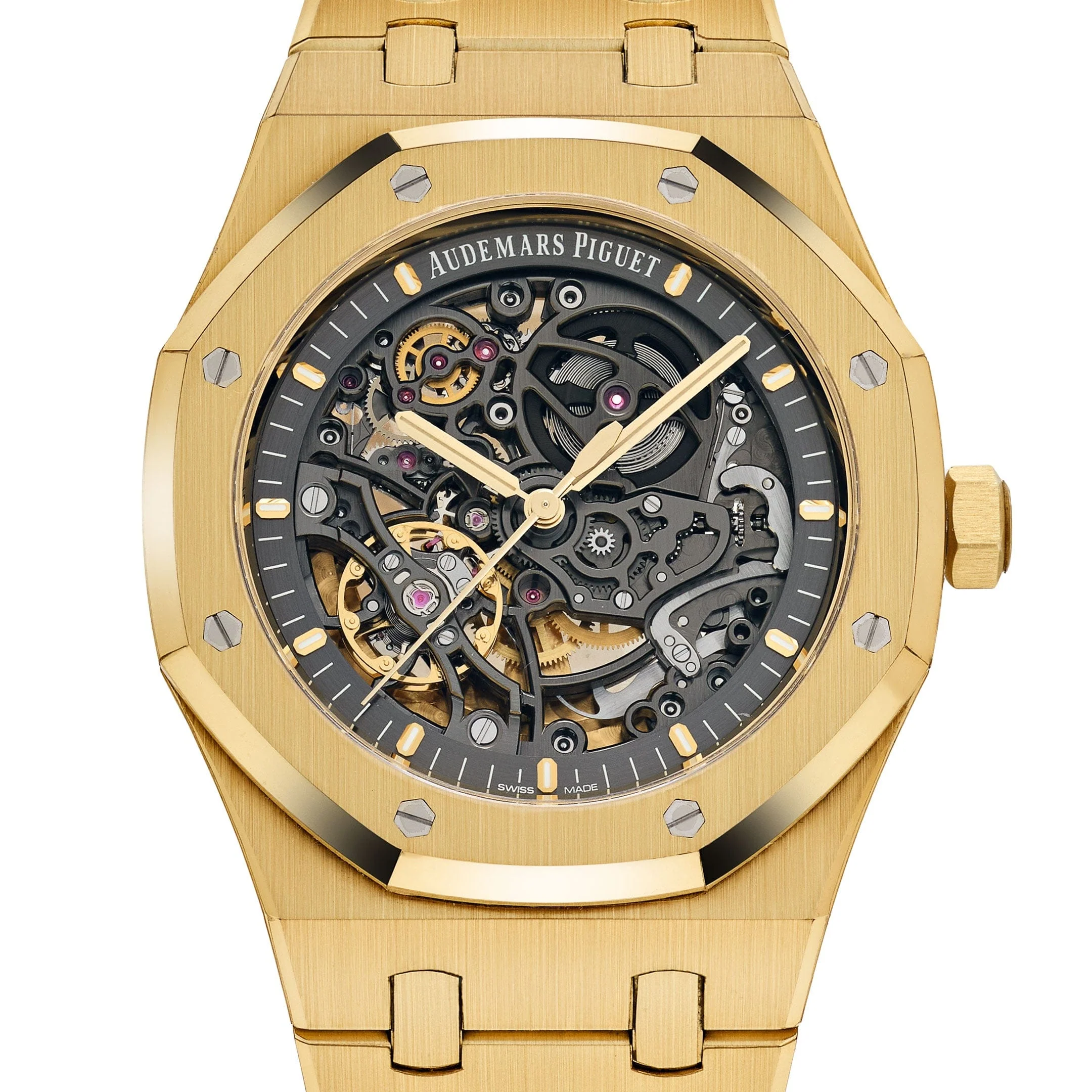 Audemars Piguet Royal Oak 15407BA.OO.1220BA.01 Double Balance Wheel Yellow Gold Openworked Dial