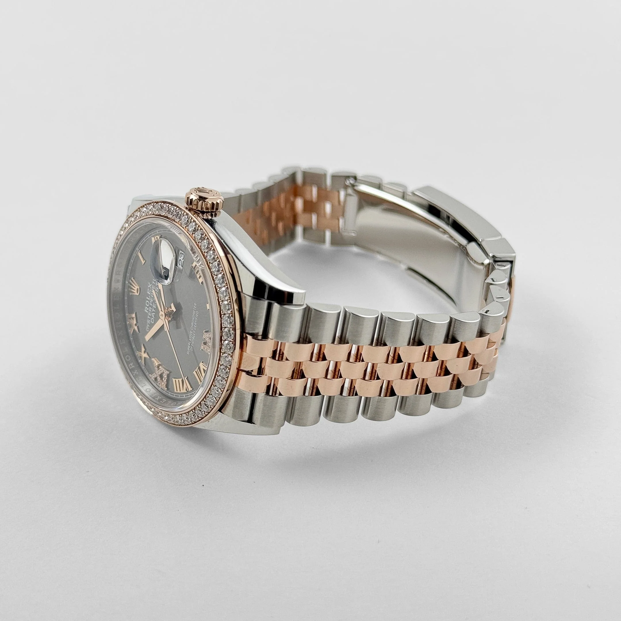 Rolex Datejust 126281RBR Rose Gold Stainless Steel Slate Diamond Dial Diamond Bezel (2023)