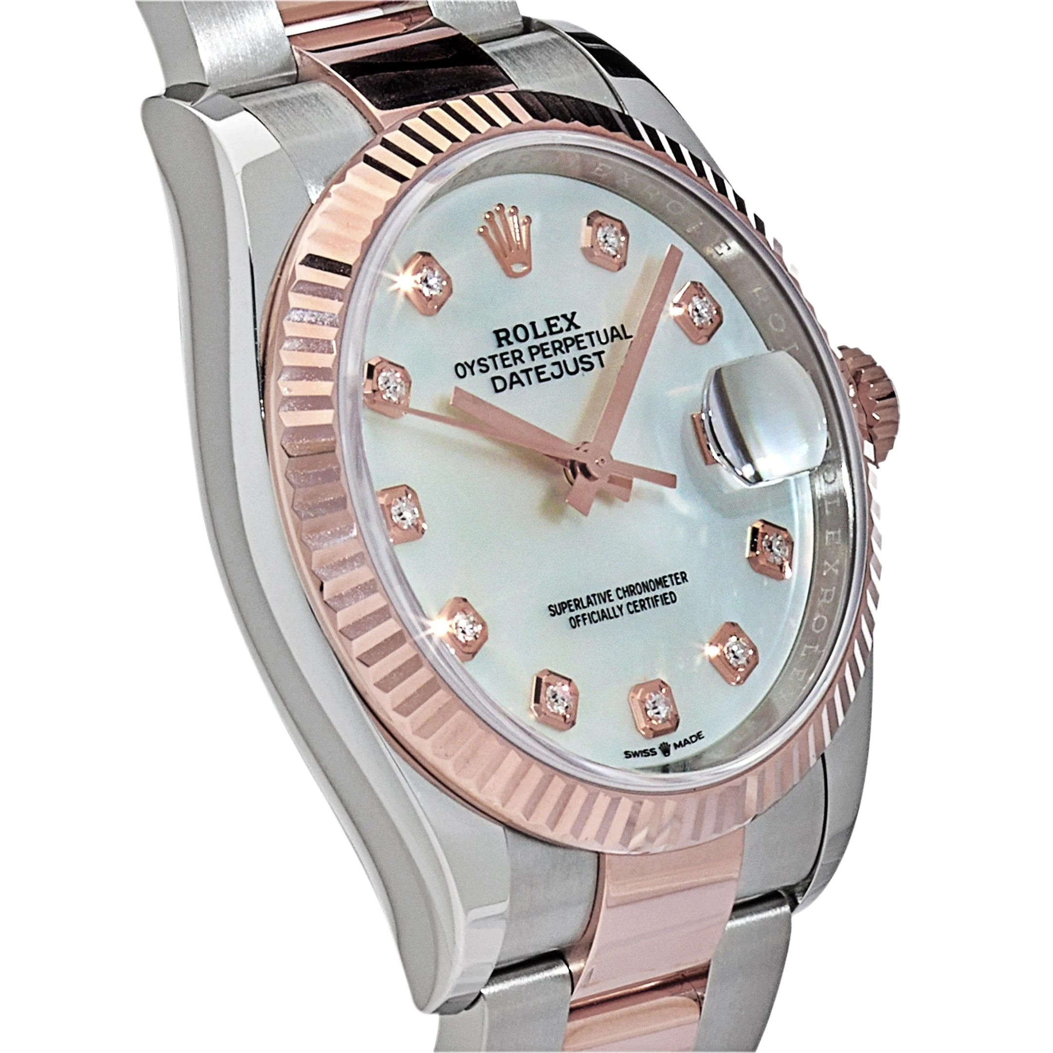 Rolex Datejust 36 126231 Rose Gold Stainless Steel Mother of Pearl Diamond Dial