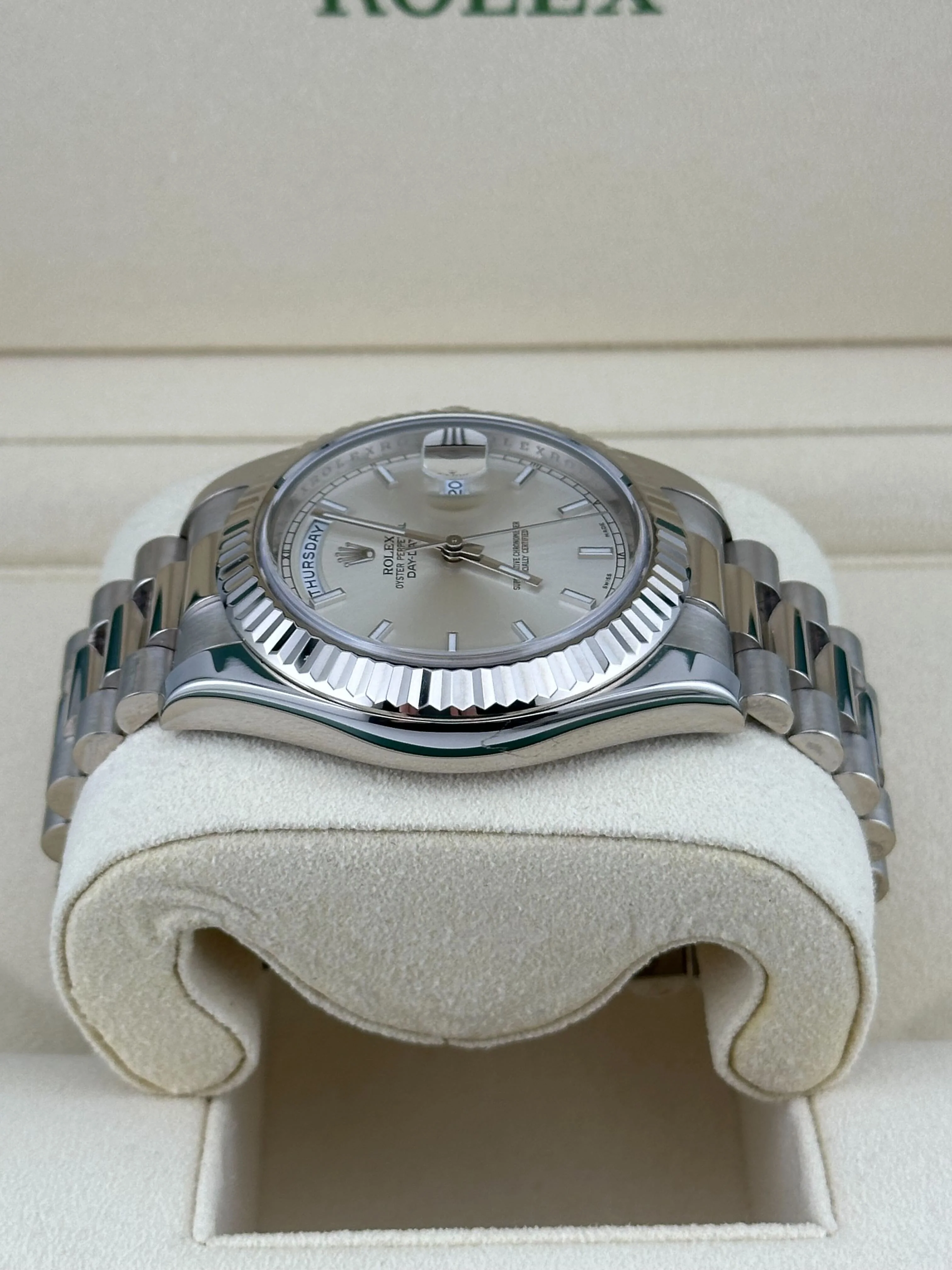 Rolex Day-Date 36 218239 White Gold Silver Dial (2022)