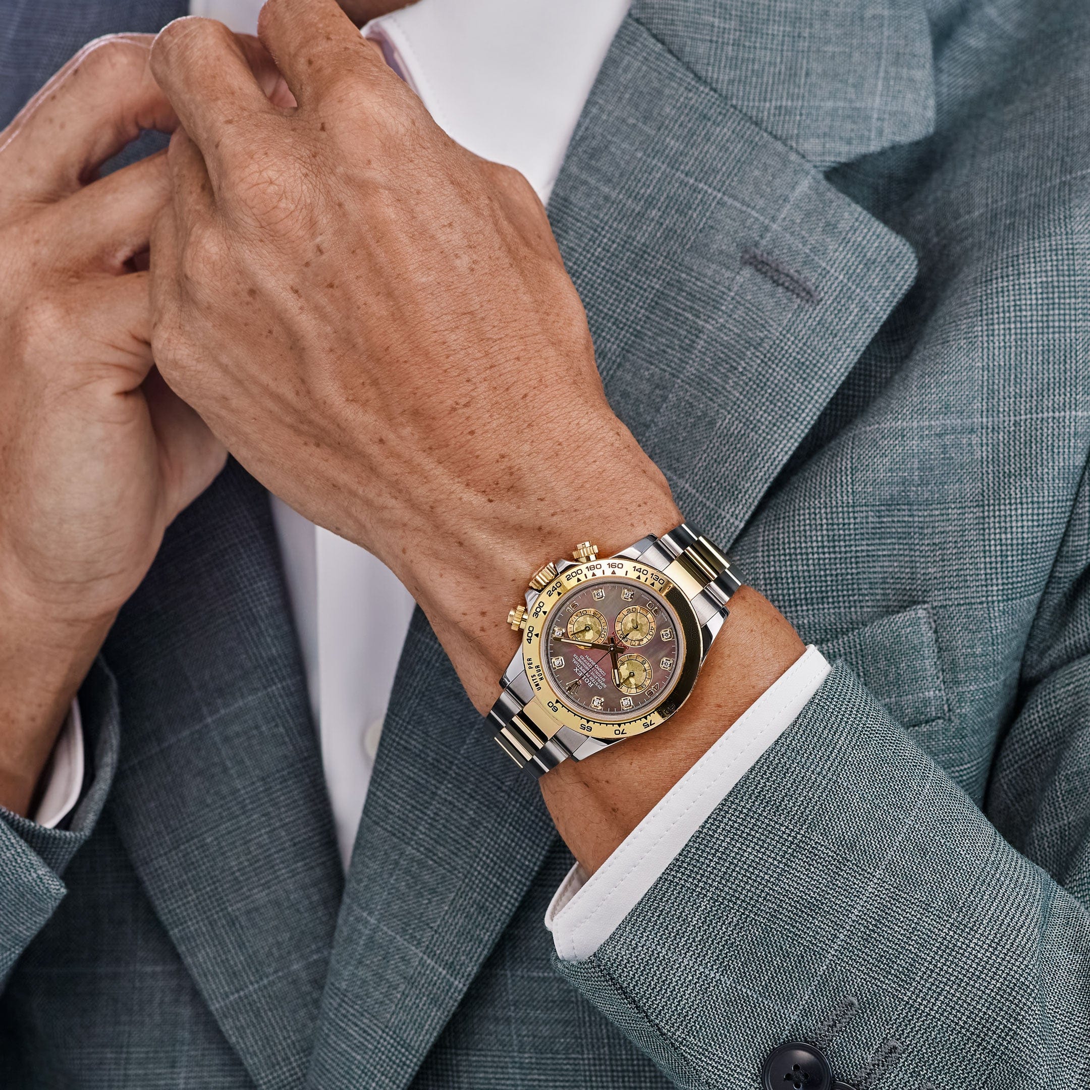 Rolex Daytona 116503 Yellow Gold Stainless Steel Black Mother of Pearl Diamond Dial