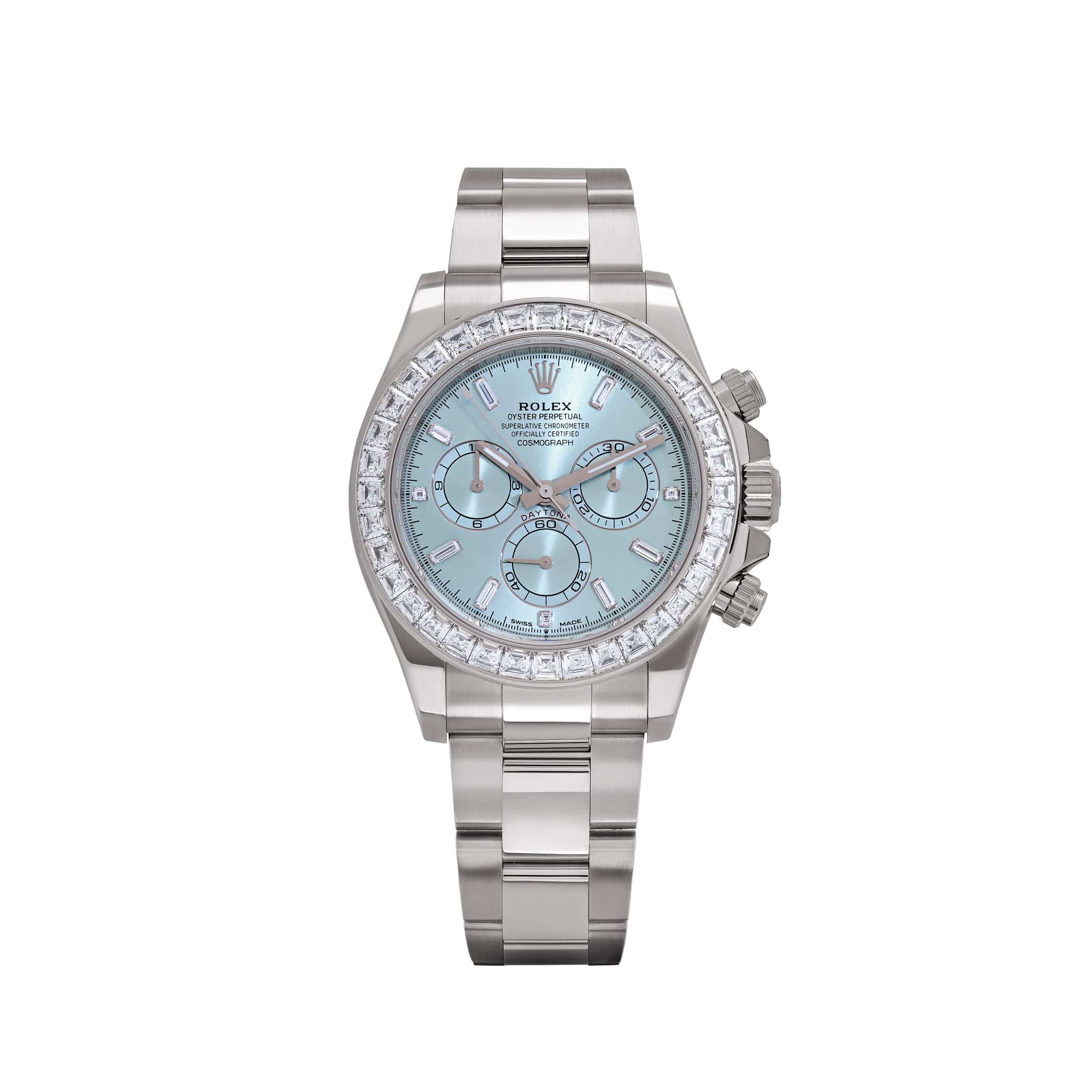 Rolex Daytona 126576TBR Platinum Ice Blue Diamond Dial Diamond Bezel
