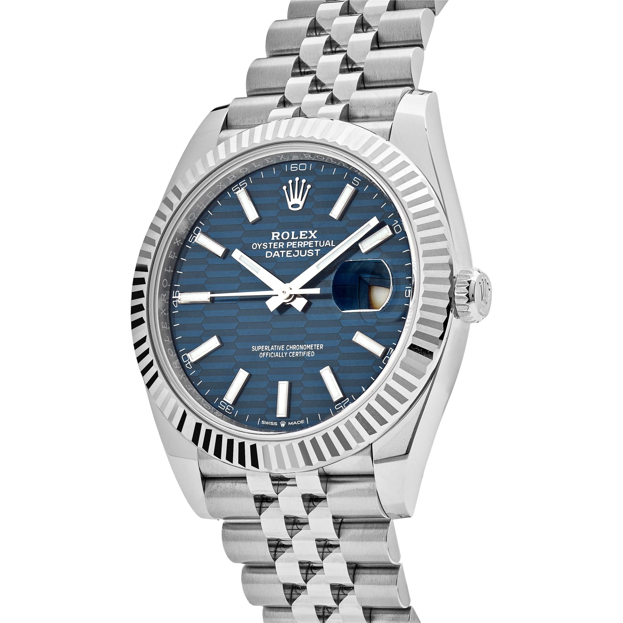 Rolex Datejust 41 126334 Stainless Steel Fluted Motif Blue Dial Jubilee