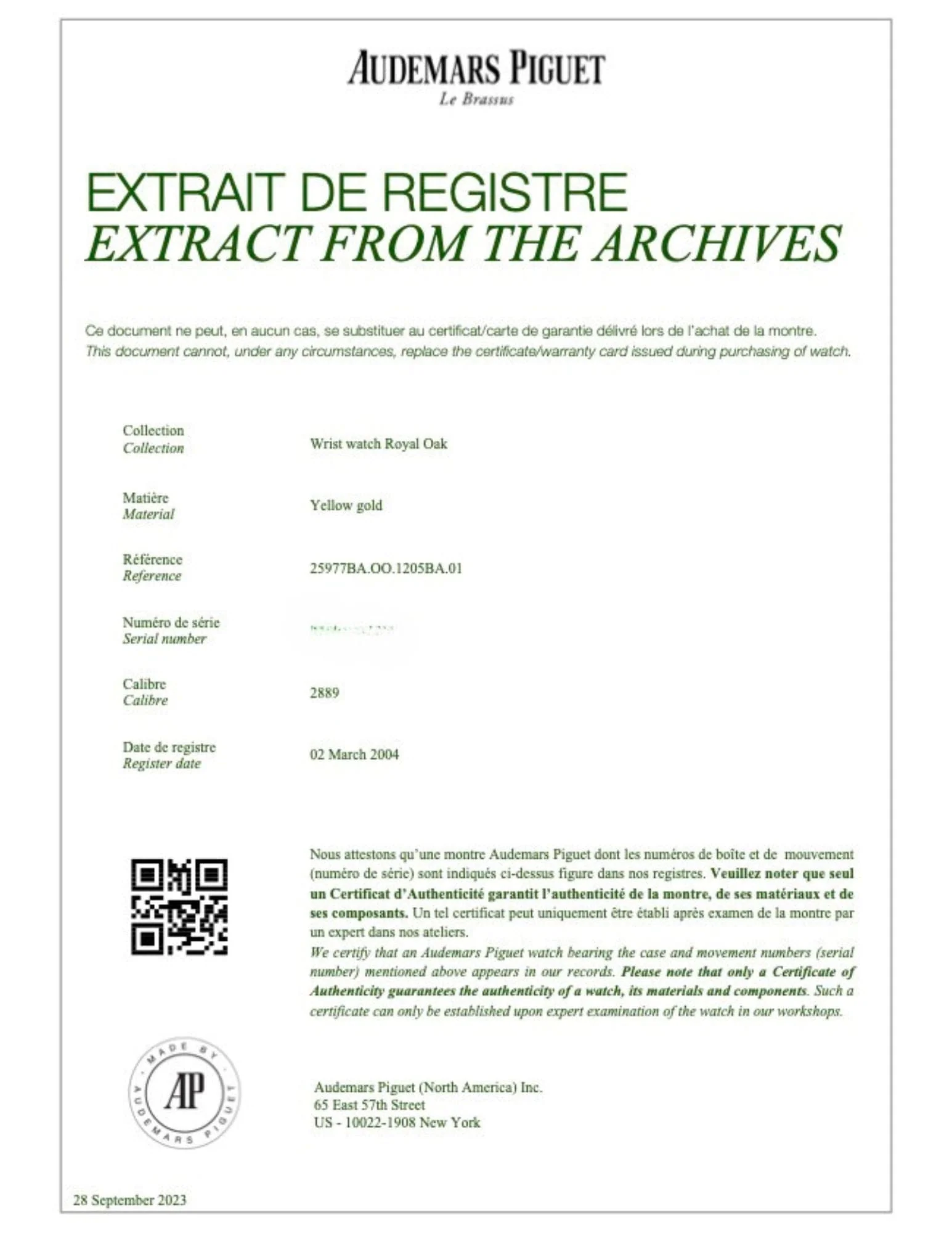 Audemars Piguet Royal Oak 25977BA.OO.1205BA.01 Chronograph 'Tourbillon' Yellow Gold Silver Dial (2004)