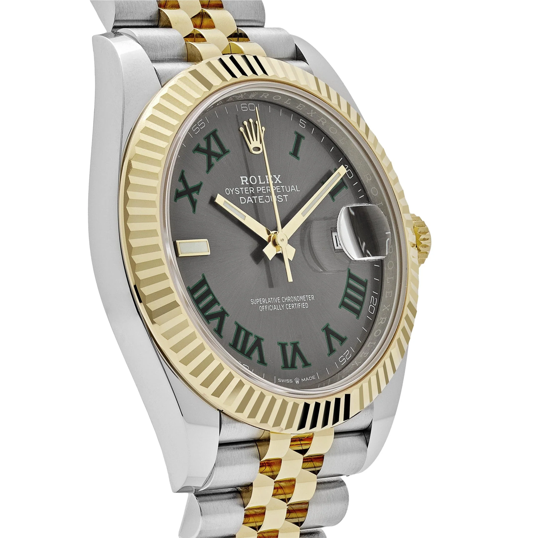 Rolex Datejust 41 126333 Wimbledon Yellow Gold Stainless Steel Slate Dial Jubilee