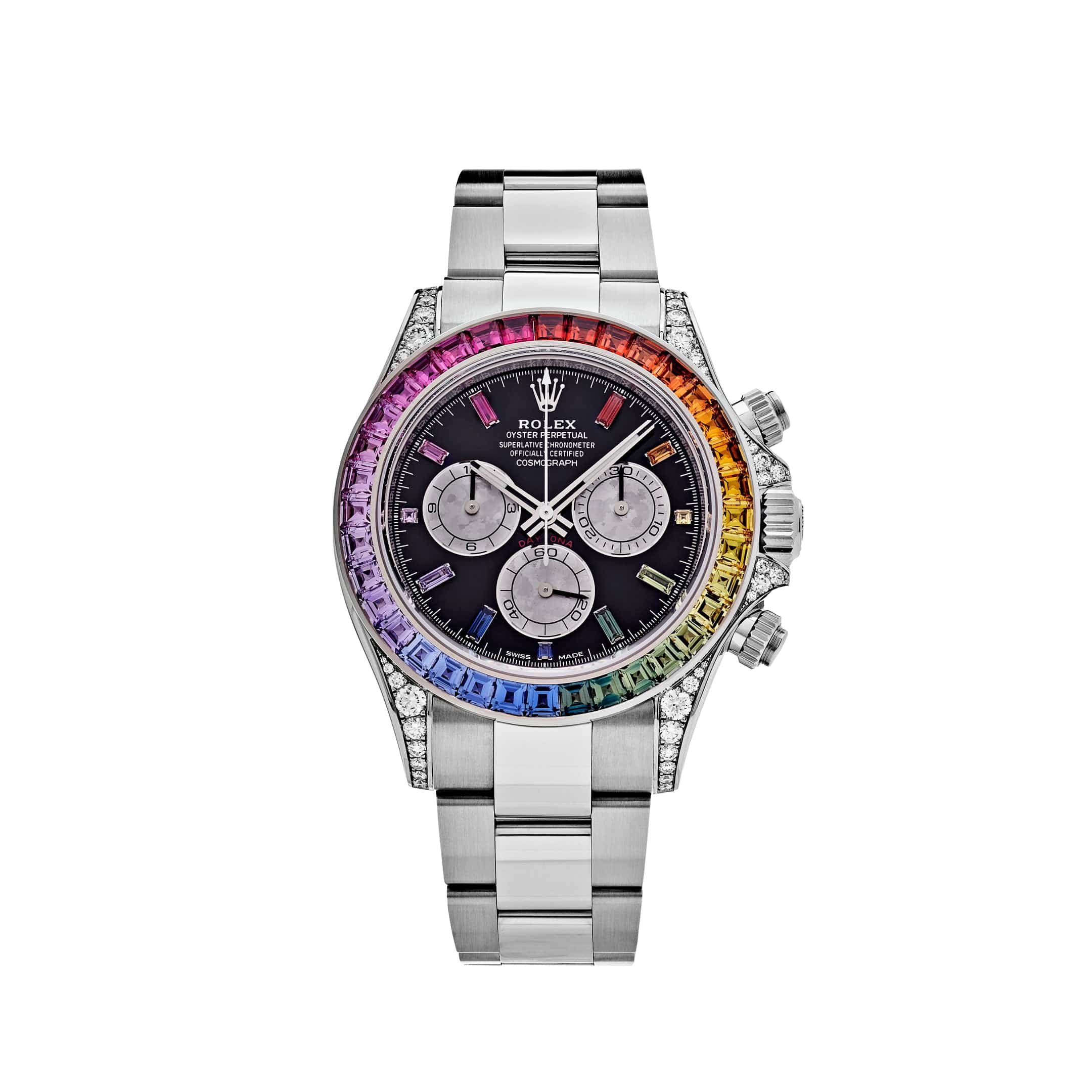 Rolex Daytona 116599RBOW 'Rainbow' White Gold Black Dial Sapphire Bezel