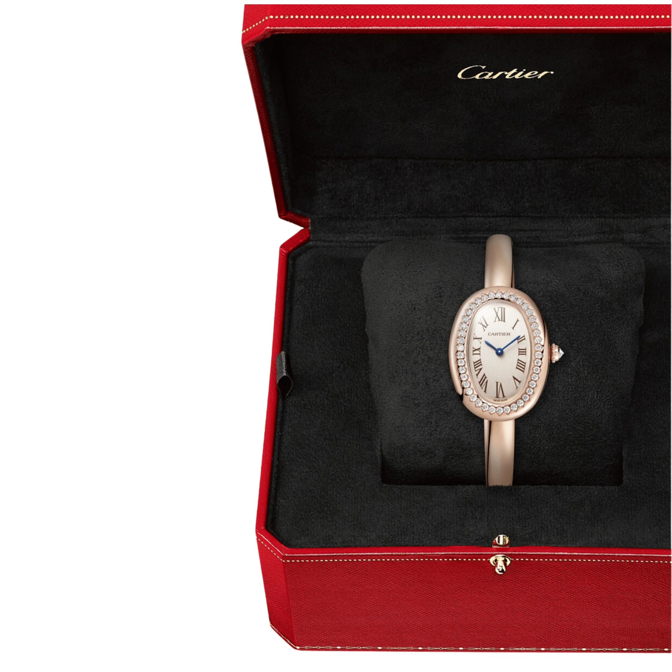 Cartier Baignoire Small WJBA0041 'Ladies' Rose Gold Silvered Dial Diamond Bezel Quartz (2024)