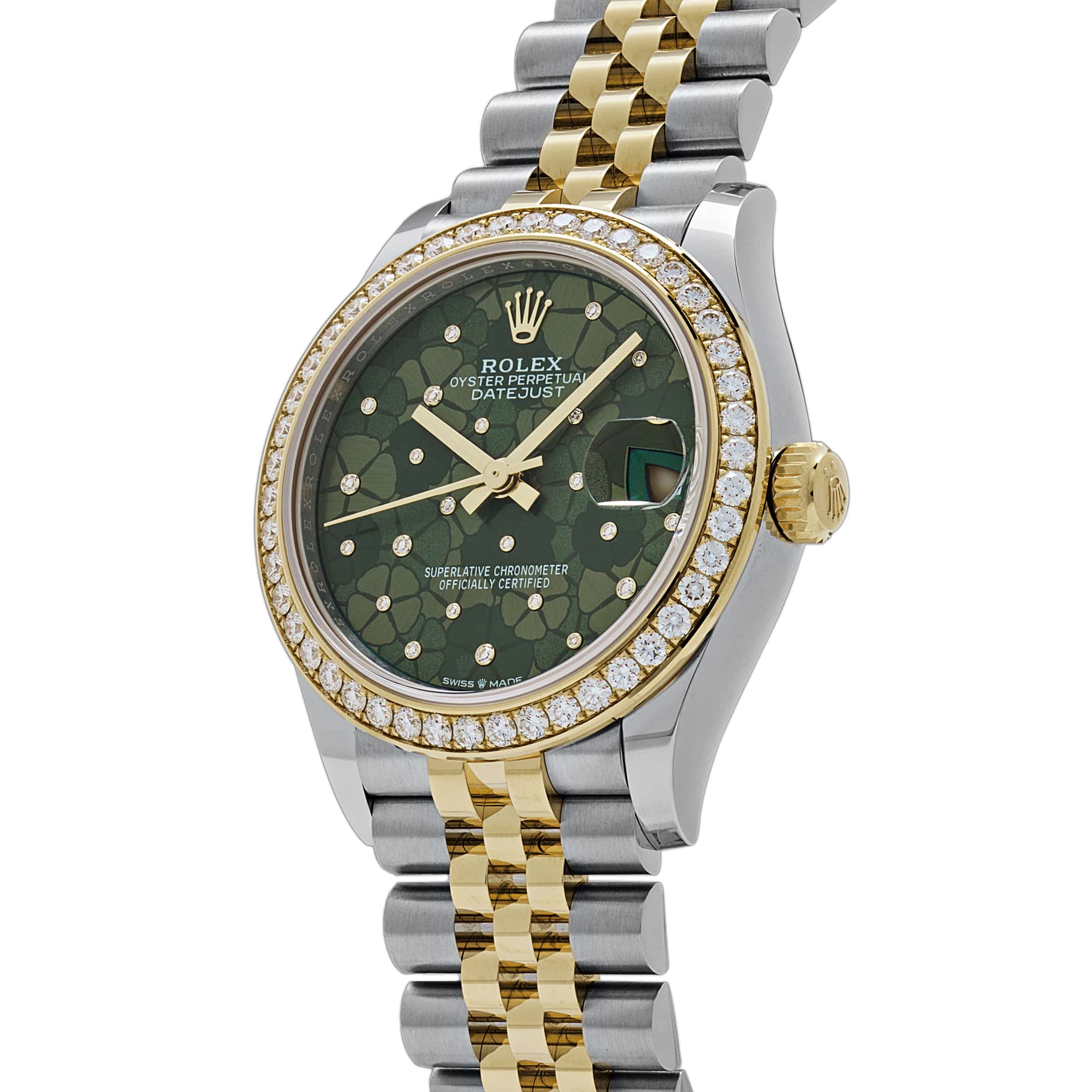 Rolex Datejust 31 278383RBR 'Ladies' Two-Toned Yellow Gold Stainless Steel Green Flower Dial