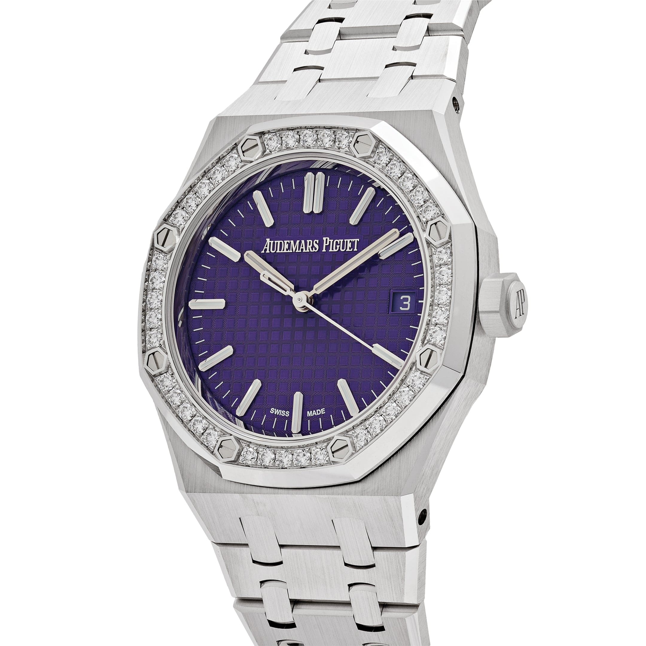 Audemars Piguet Royal Oak 15551BC.ZZ.1356BC.02 White Gold Purple Dial Diamond Bezel Special Edition