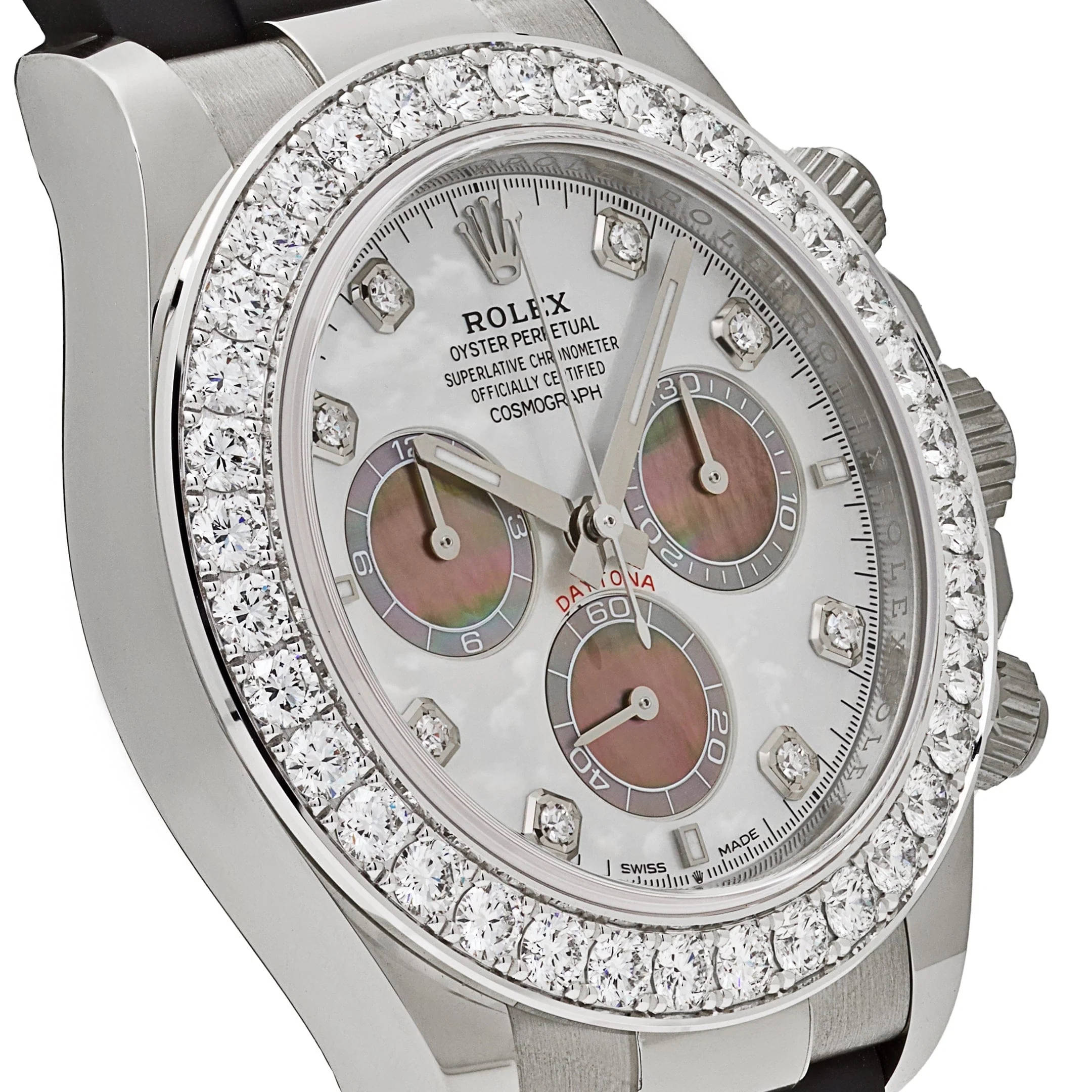 Rolex Daytona 126589RBR White Gold Diamond Mother of Pearl Dial Diamond Bezel
