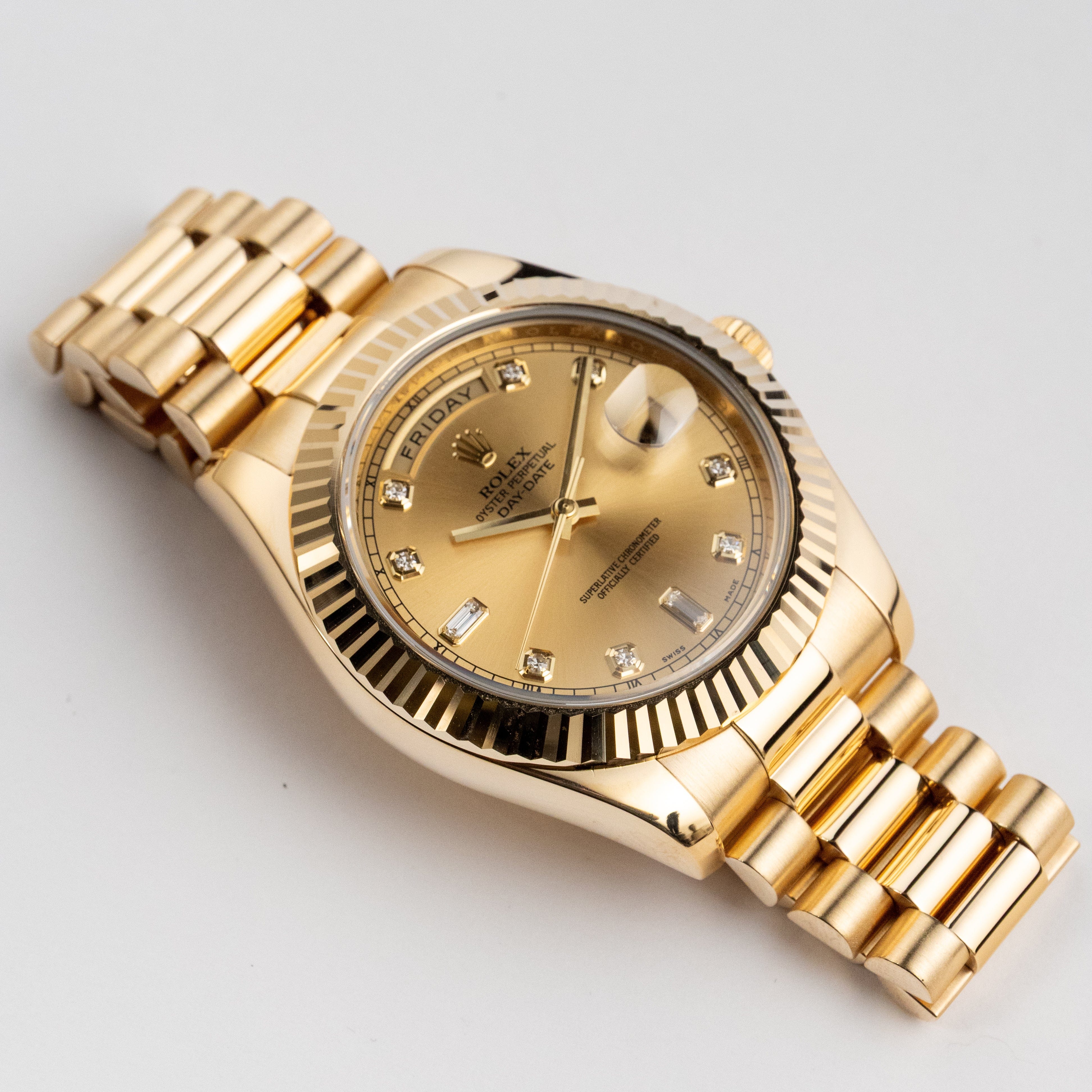 Rolex Day-Date II 218238 Yellow Gold Champagne Diamond Dial