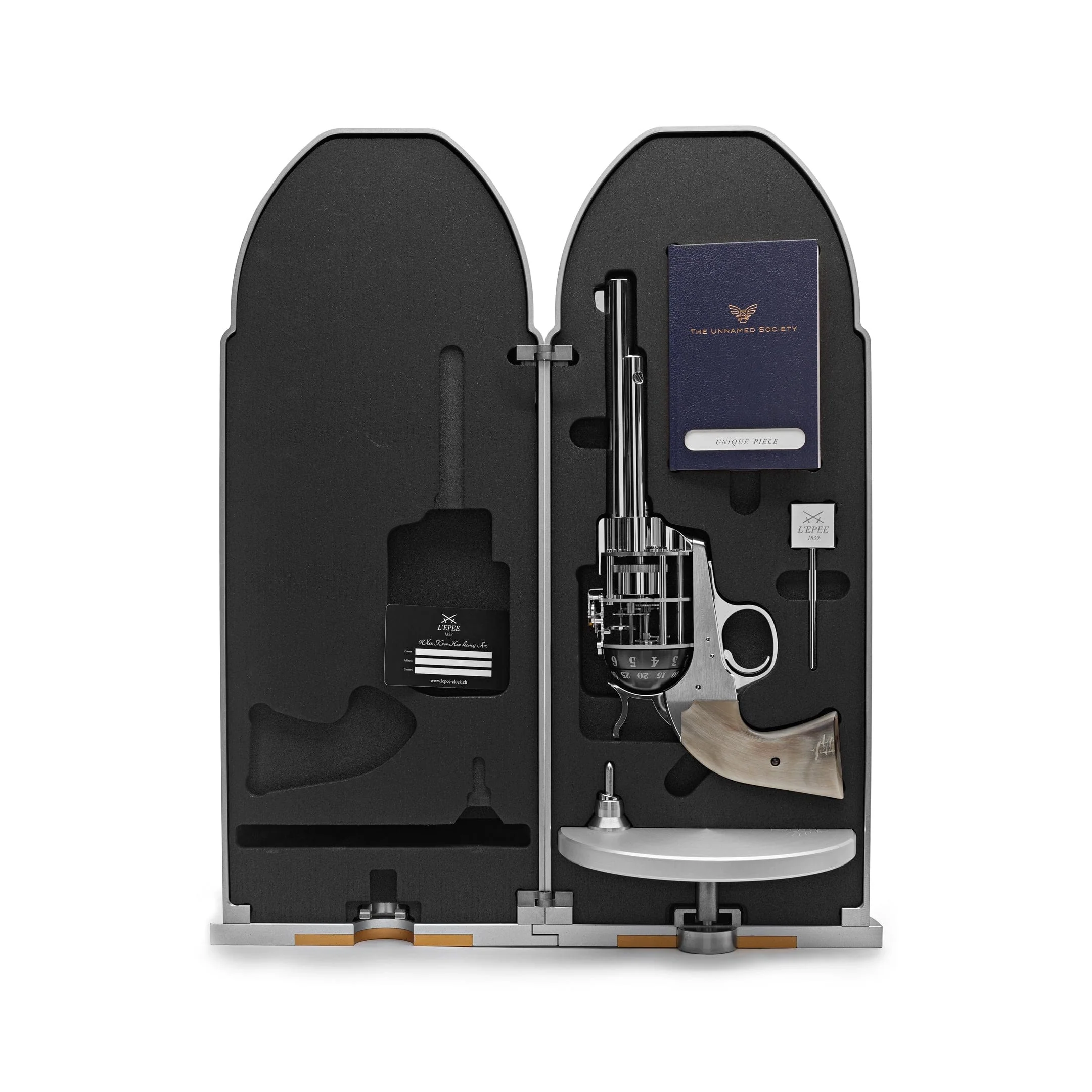 L’ÉPÉE 1839 × The Unnamed Society Palladium Pistol Table Clock Limited Edition 74.6003