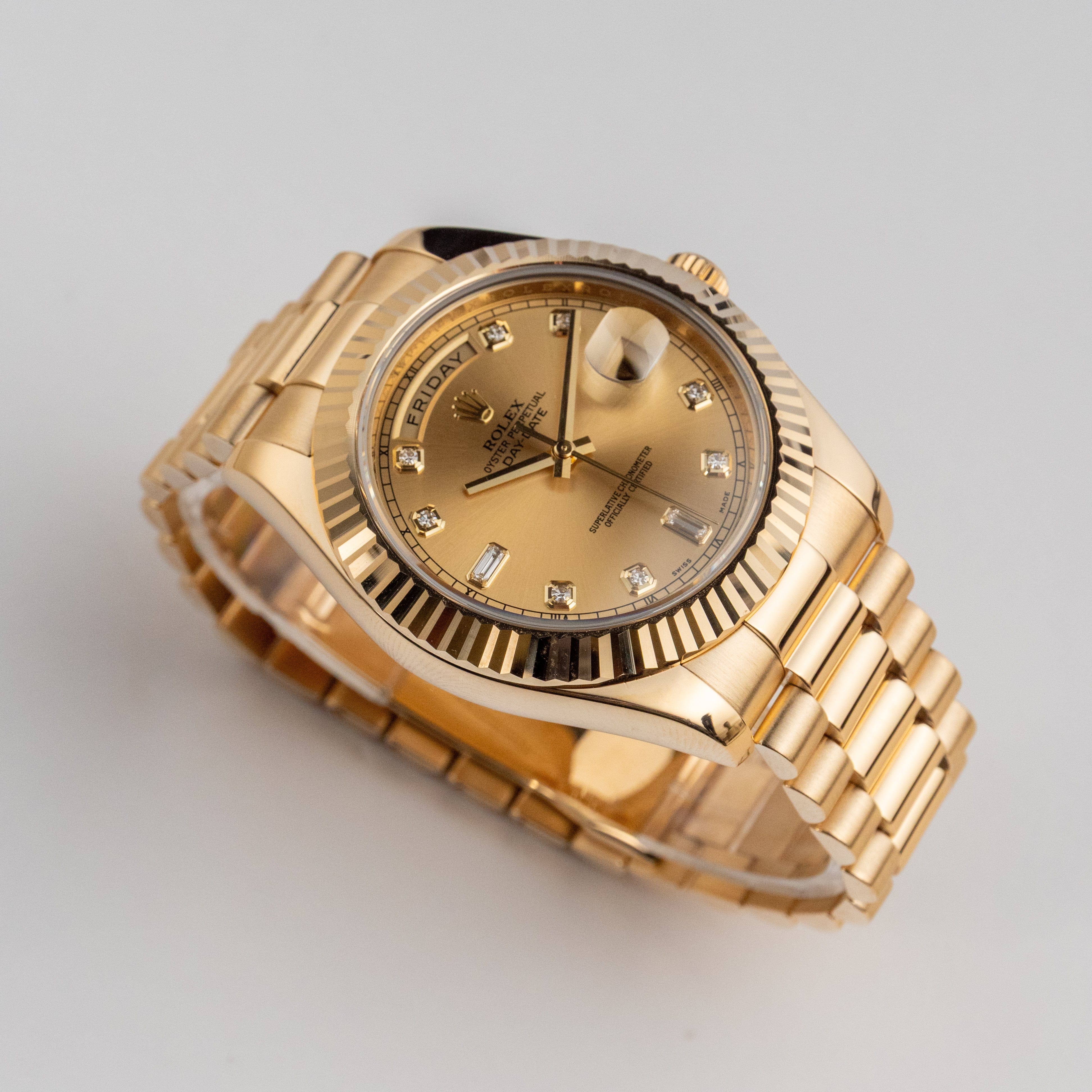Rolex Day-Date II 218238 Yellow Gold Champagne Diamond Dial