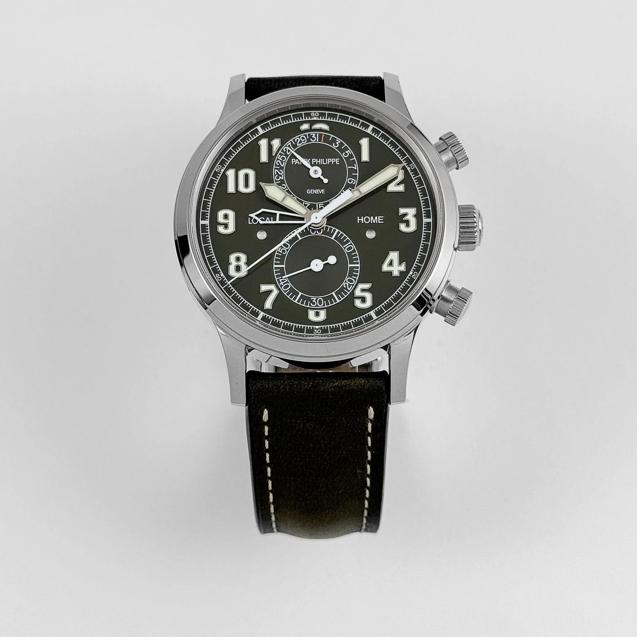 Patek Philippe Complications 5924G-010 Calatrava 'Pilot' Travel Time Chronograph White Gold Green Dial (2023)