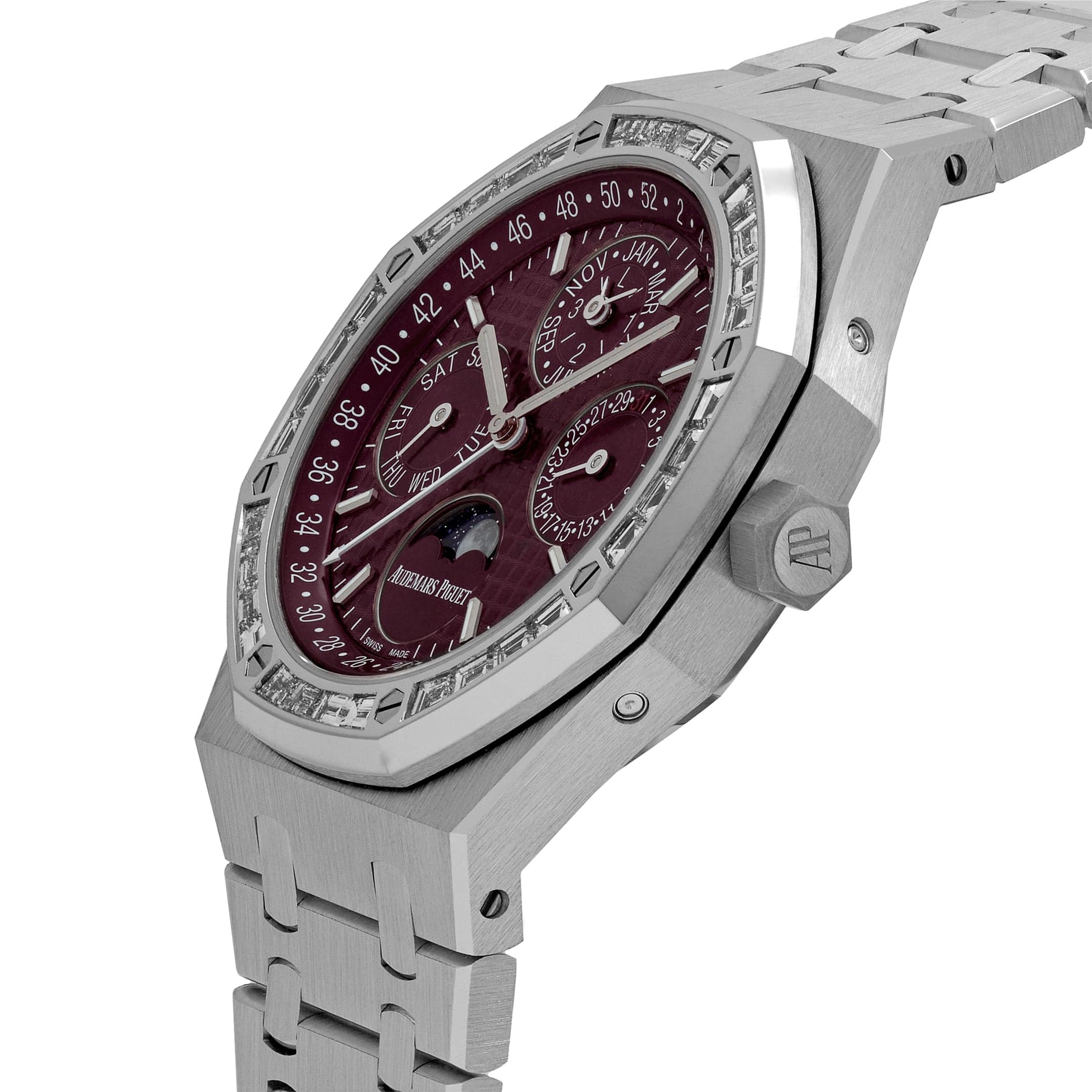 Audemars Piguet Royal Oak Perpetual Calendar 26598BC.ZZ.1220BC.01 'Qatar Edition' White Gold Burgundy Dial Diamond Bezel (2024)