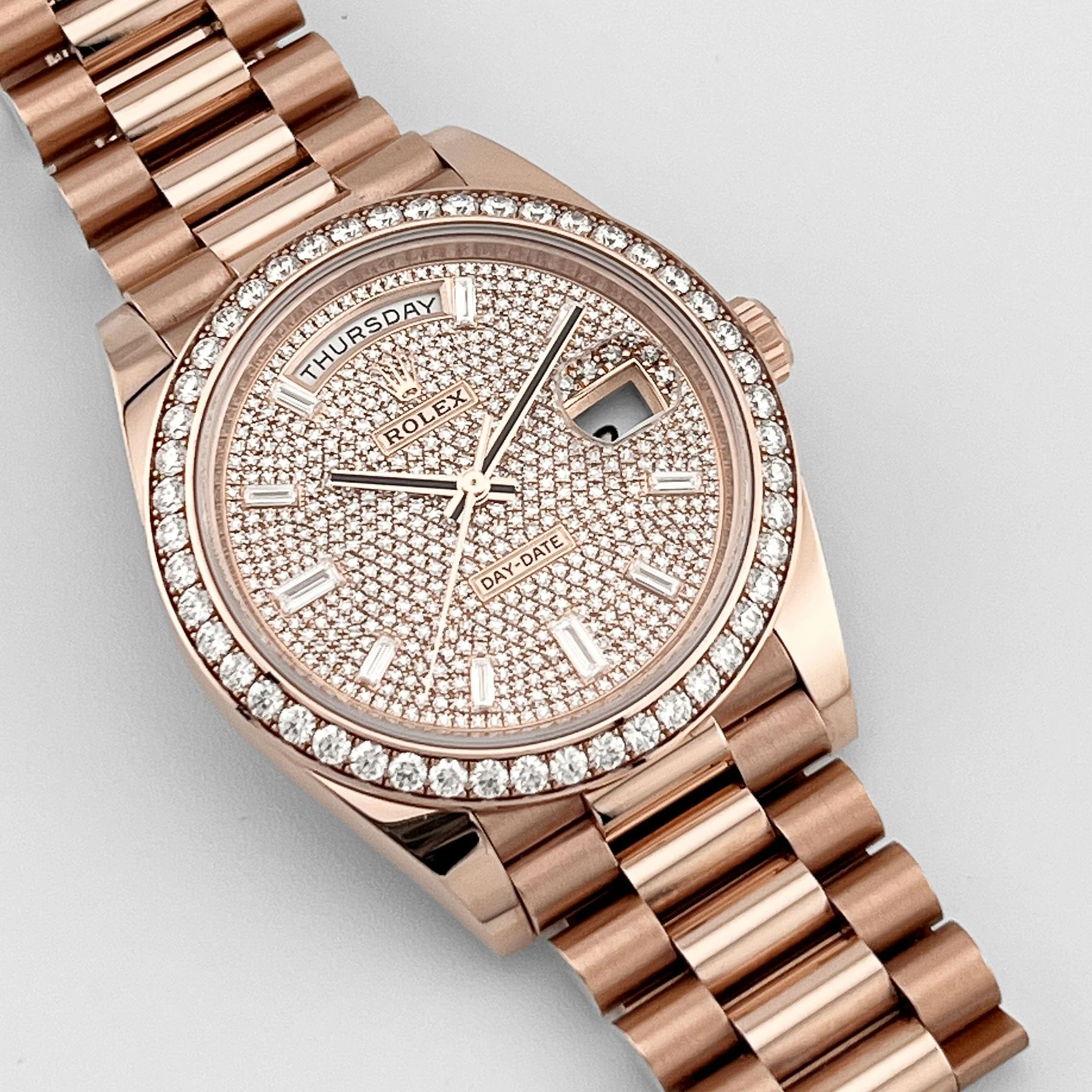 Rolex Day-Date 40 228345RBR Rose Gold Diamond Dial Diamond Bezel (2024)
