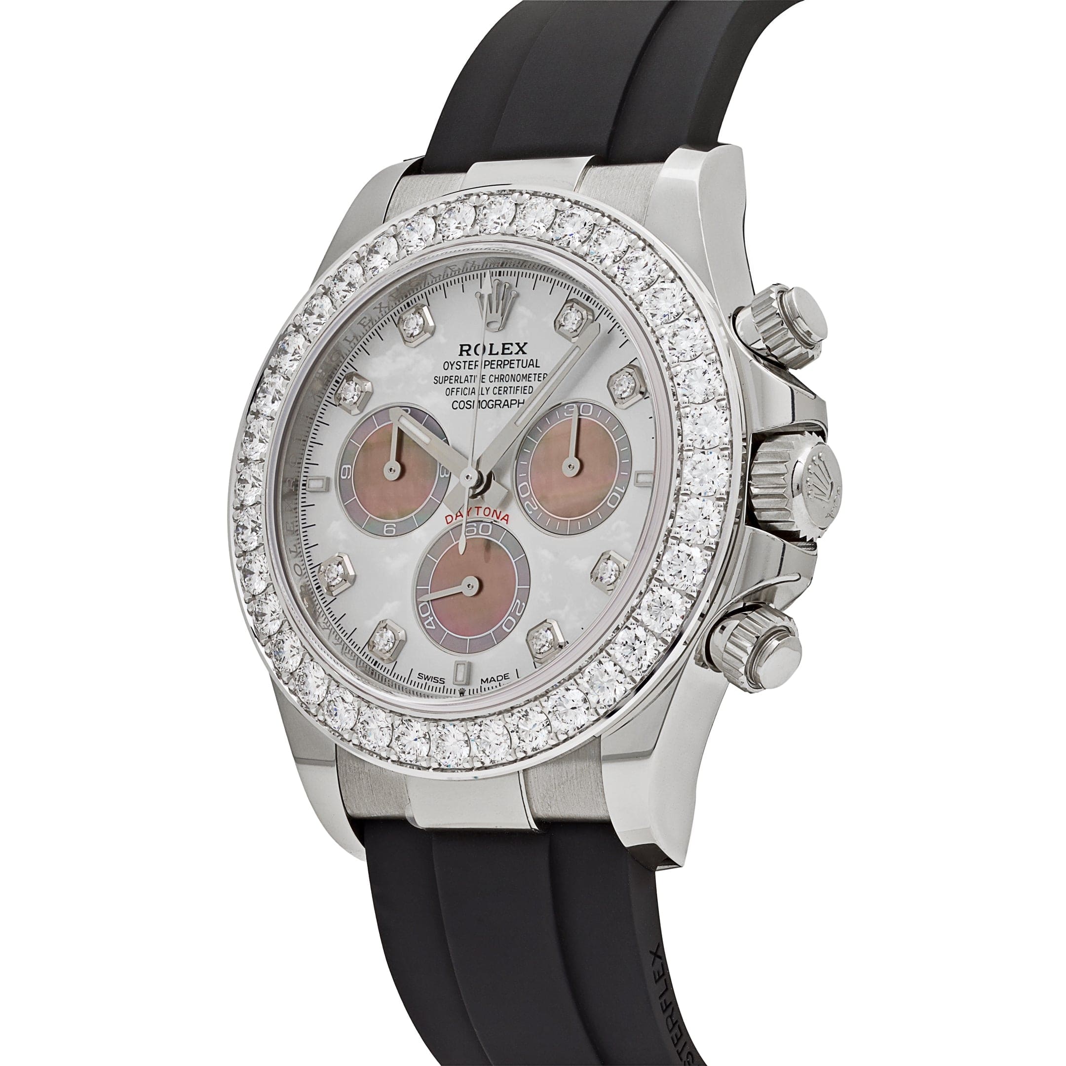 Rolex Daytona 126589RBR White Gold Diamond Mother of Pearl Dial Diamond Bezel