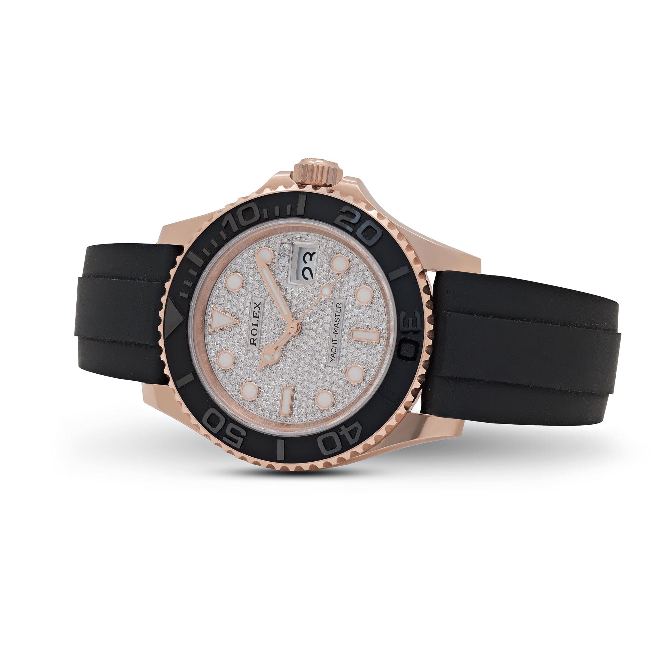 Rolex Yacht-Master 40 126655 Rose Gold Pave Diamond Dial