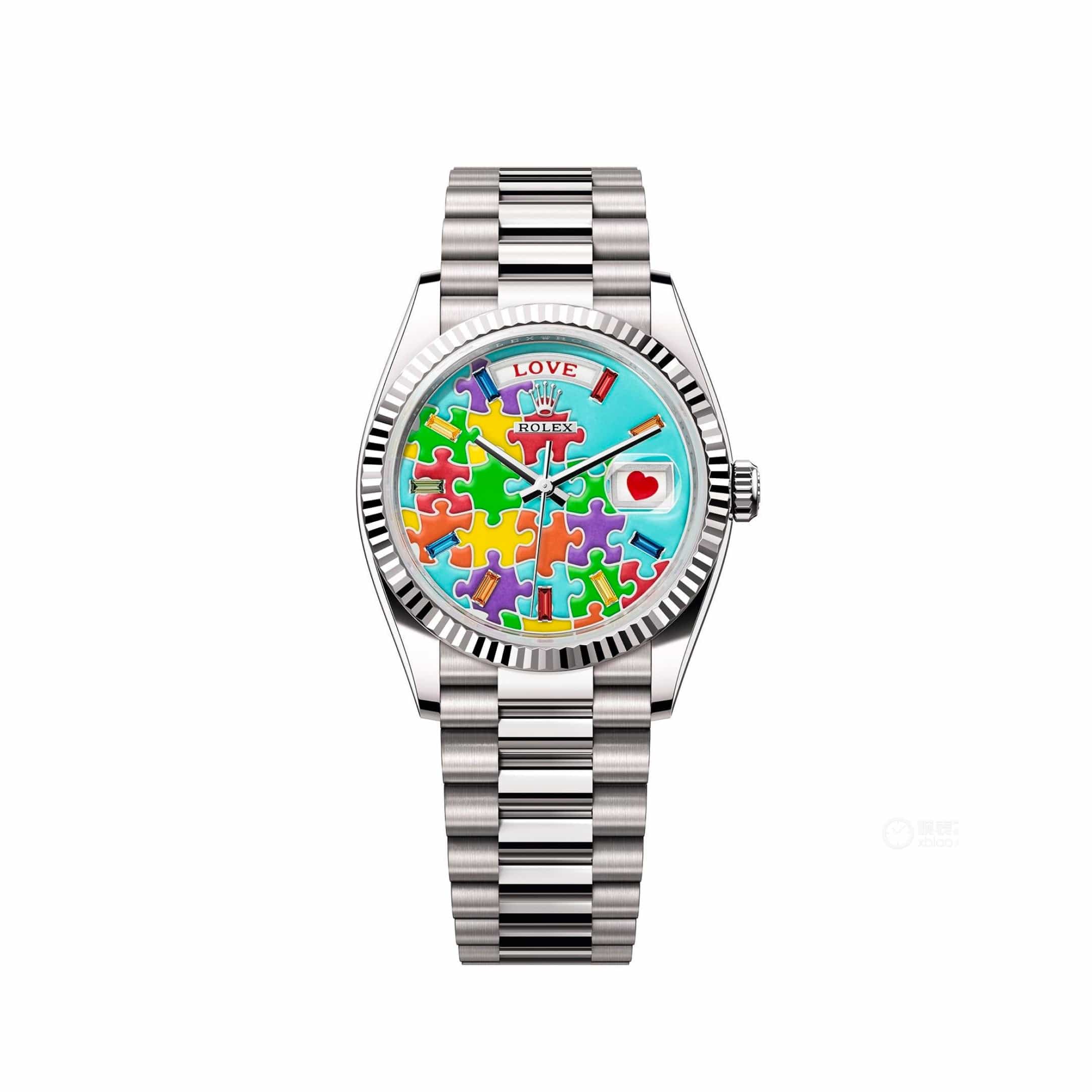 Rolex Day-Date 36 128239 'Emoji Puzzle' White Gold