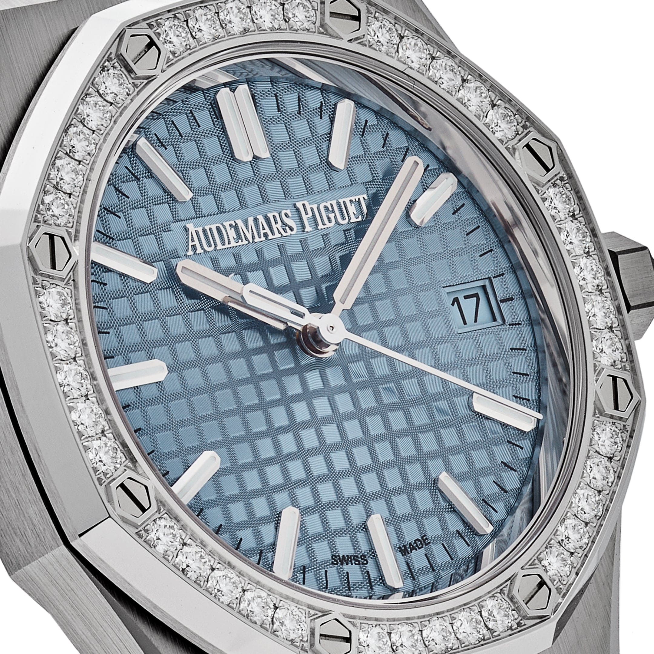 Audemars Piguet Royal Oak 77451ST.ZZ.1361ST.03 'Ladies' Stainless Steel Blue Dial Diamond Bezel