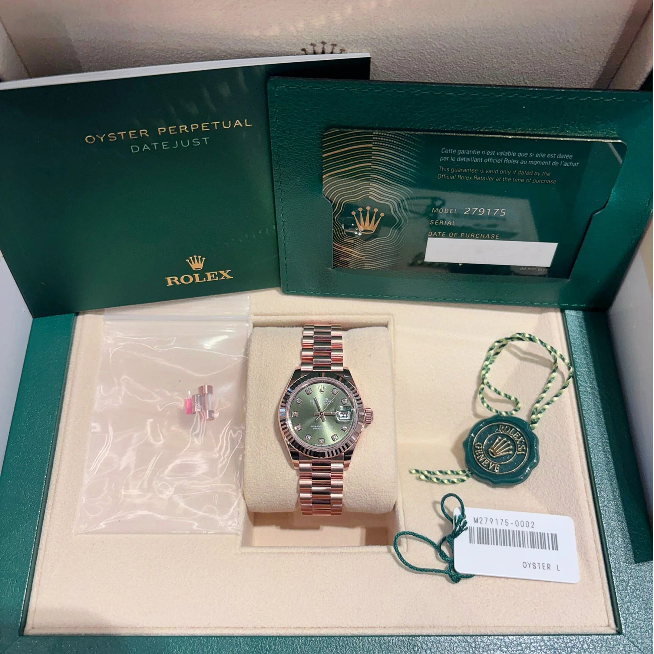 Rolex Datejust 28 279175 'Ladies' Rose Gold Olive Diamond Dial (2025)