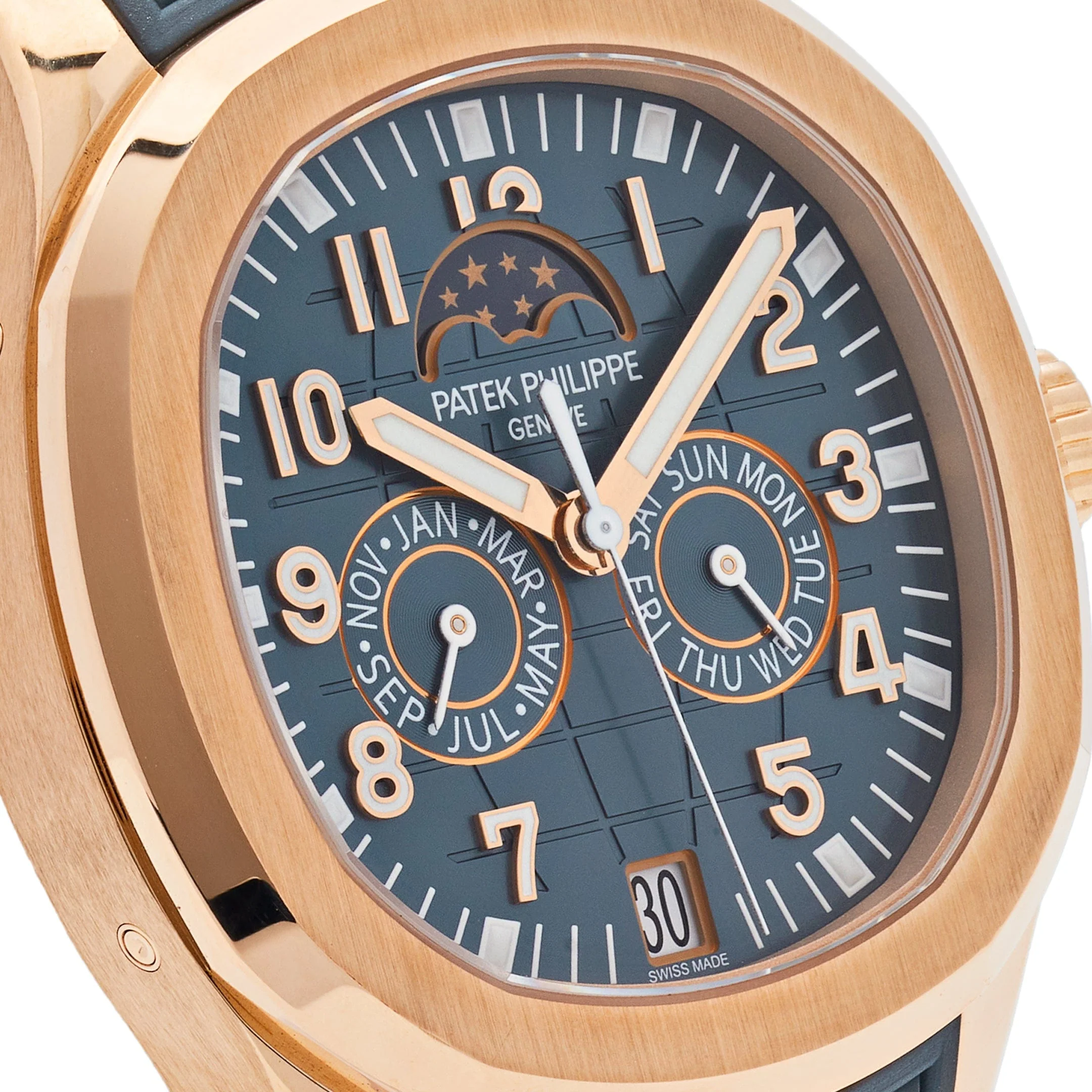 Patek Philippe Aquanaut Luce 5261R-001 Annual Calendar Moon Phases Rose Gold Blue-Gray Dial