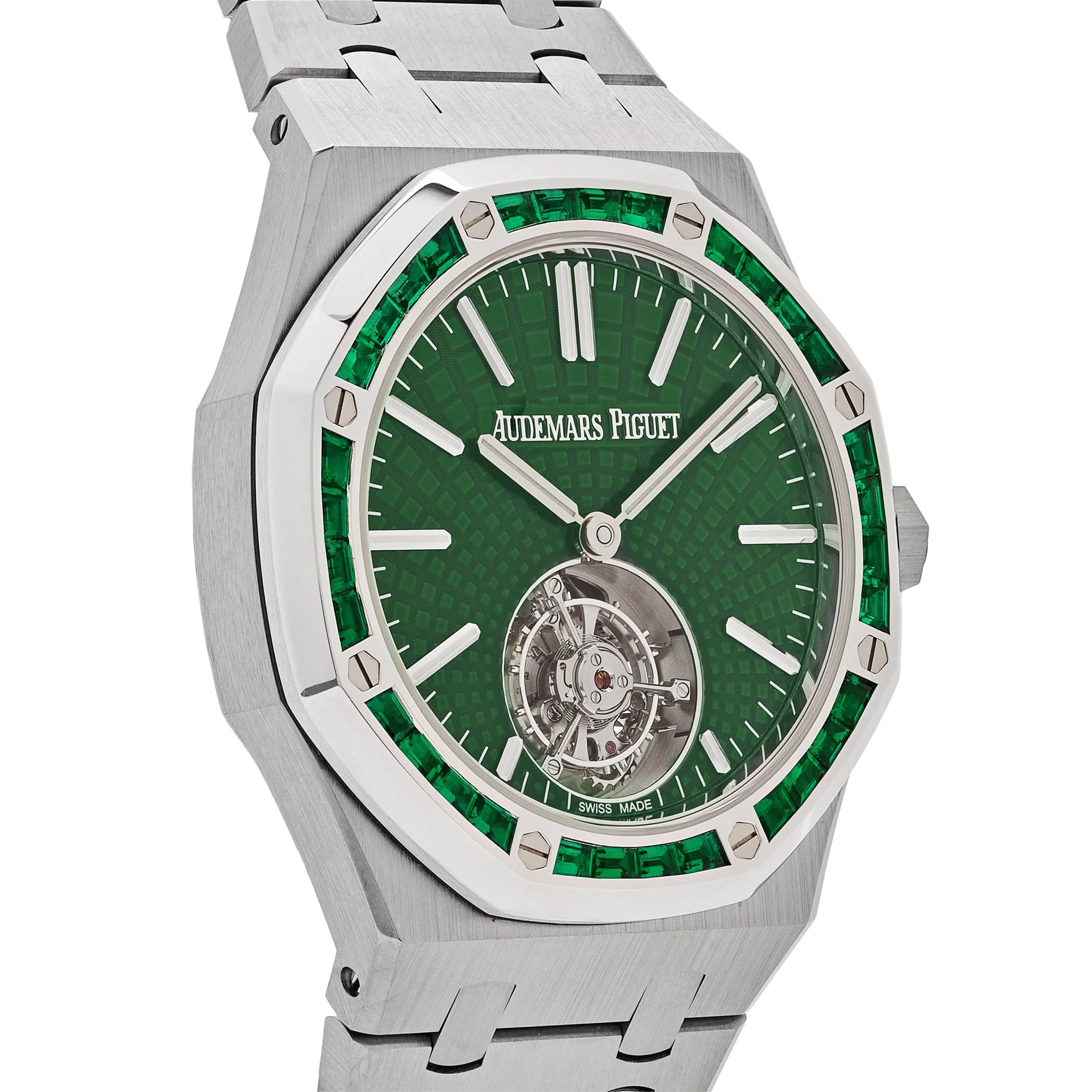 Audemars Piguet Royal Oak 26532IC.EE.1220TI.01 Selfwinding Flying Tourbillon Titanium White Gold Emerald Bezel Limited Edition of 15 (2024)