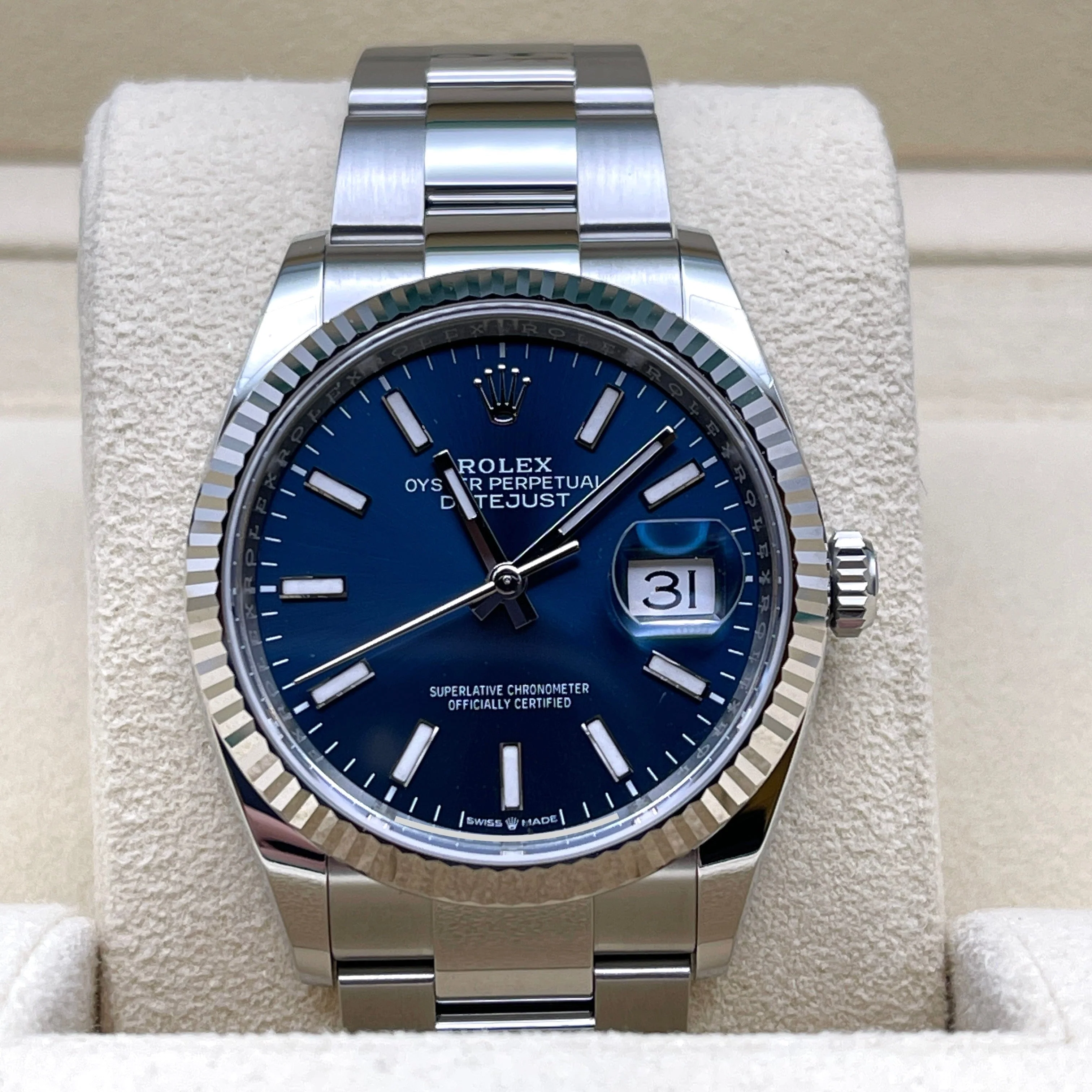 Rolex Datejust 36 126234 White Gold Stainless Steel Blue Dial Oyster