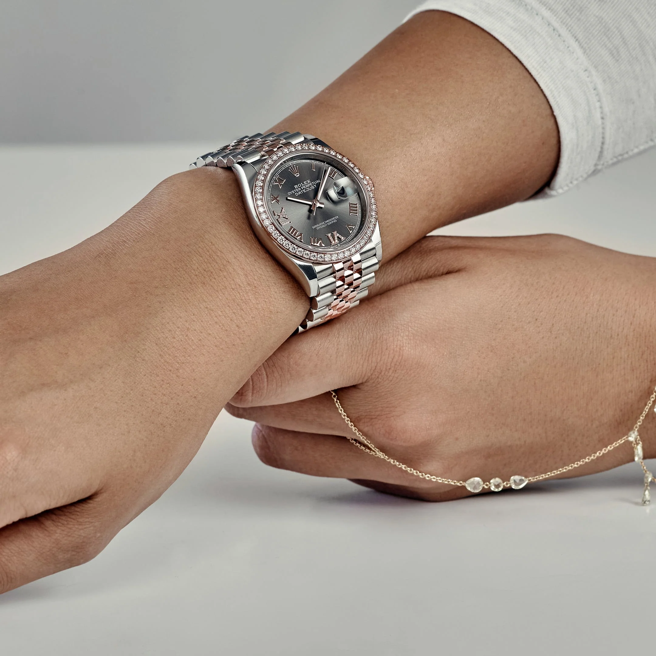 Rolex Datejust 126281RBR Rose Gold Stainless Steel Slate Diamond Dial Diamond Bezel (2023)