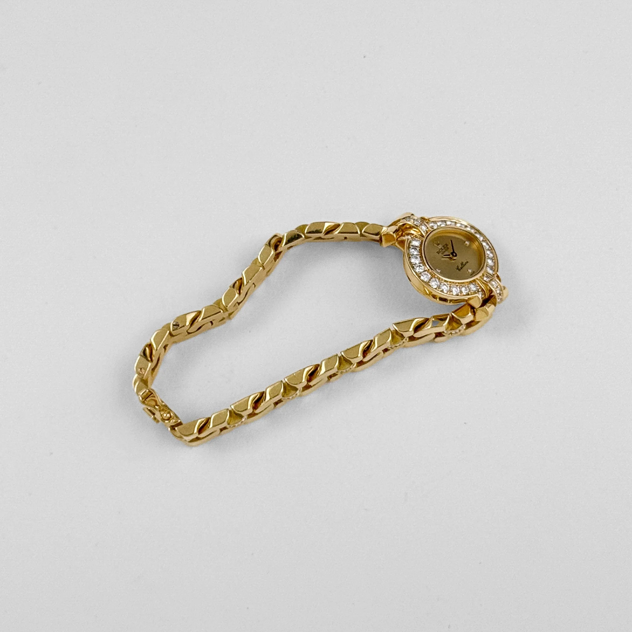 Rolex Cellini 2435 'Ladies' Yellow Gold Champagne Diamond Dial Diamond Bezel