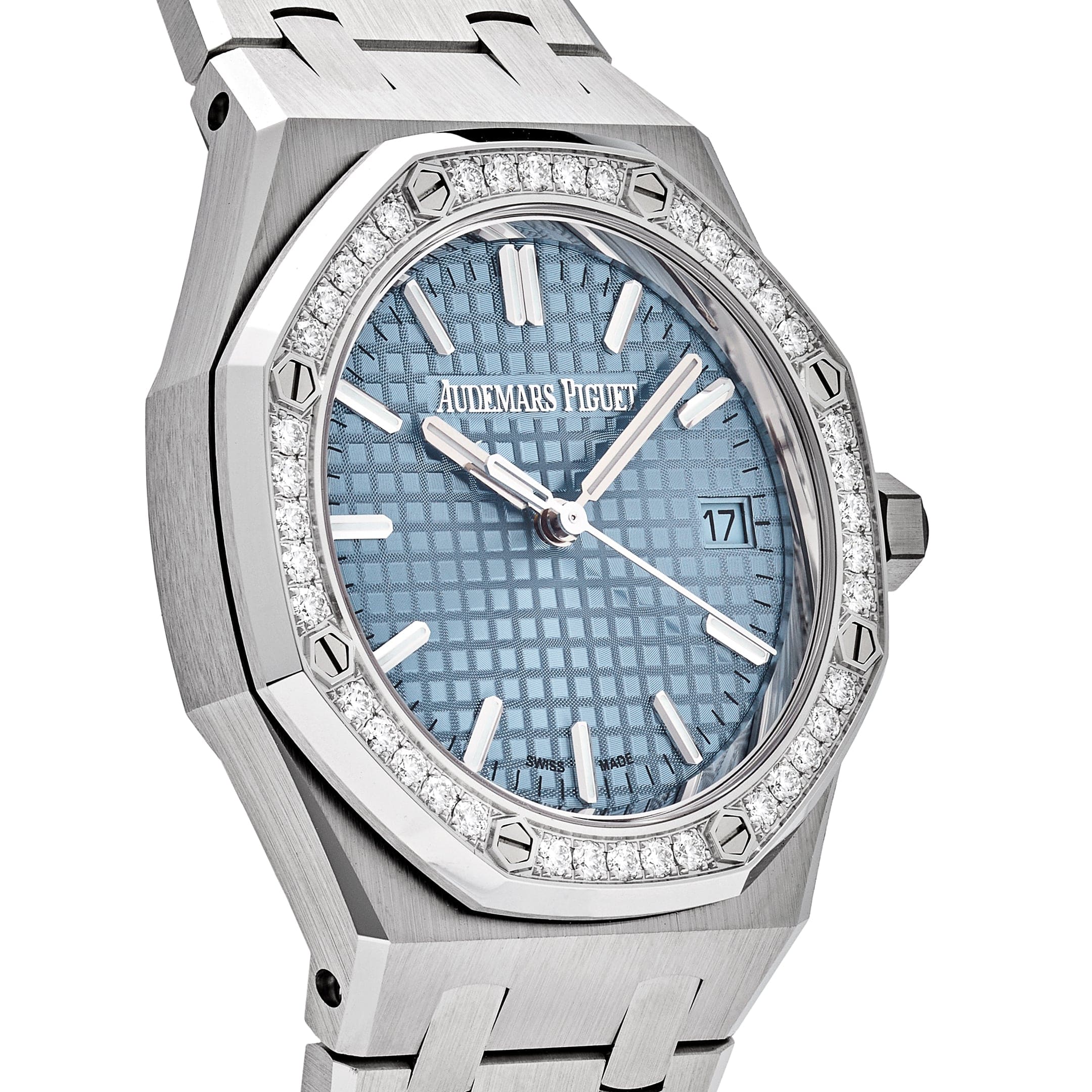 Audemars Piguet Royal Oak 77451ST.ZZ.1361ST.03 'Ladies' Stainless Steel Blue Dial Diamond Bezel