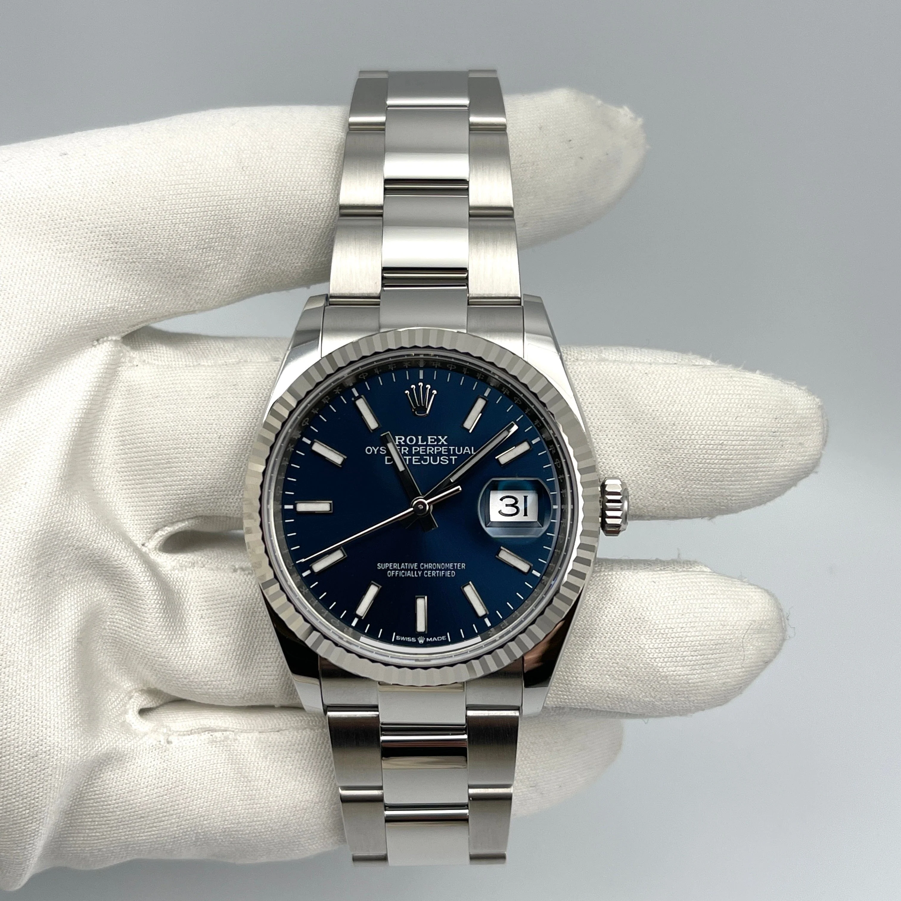 Rolex Datejust 36 126234 White Gold Stainless Steel Blue Dial Oyster