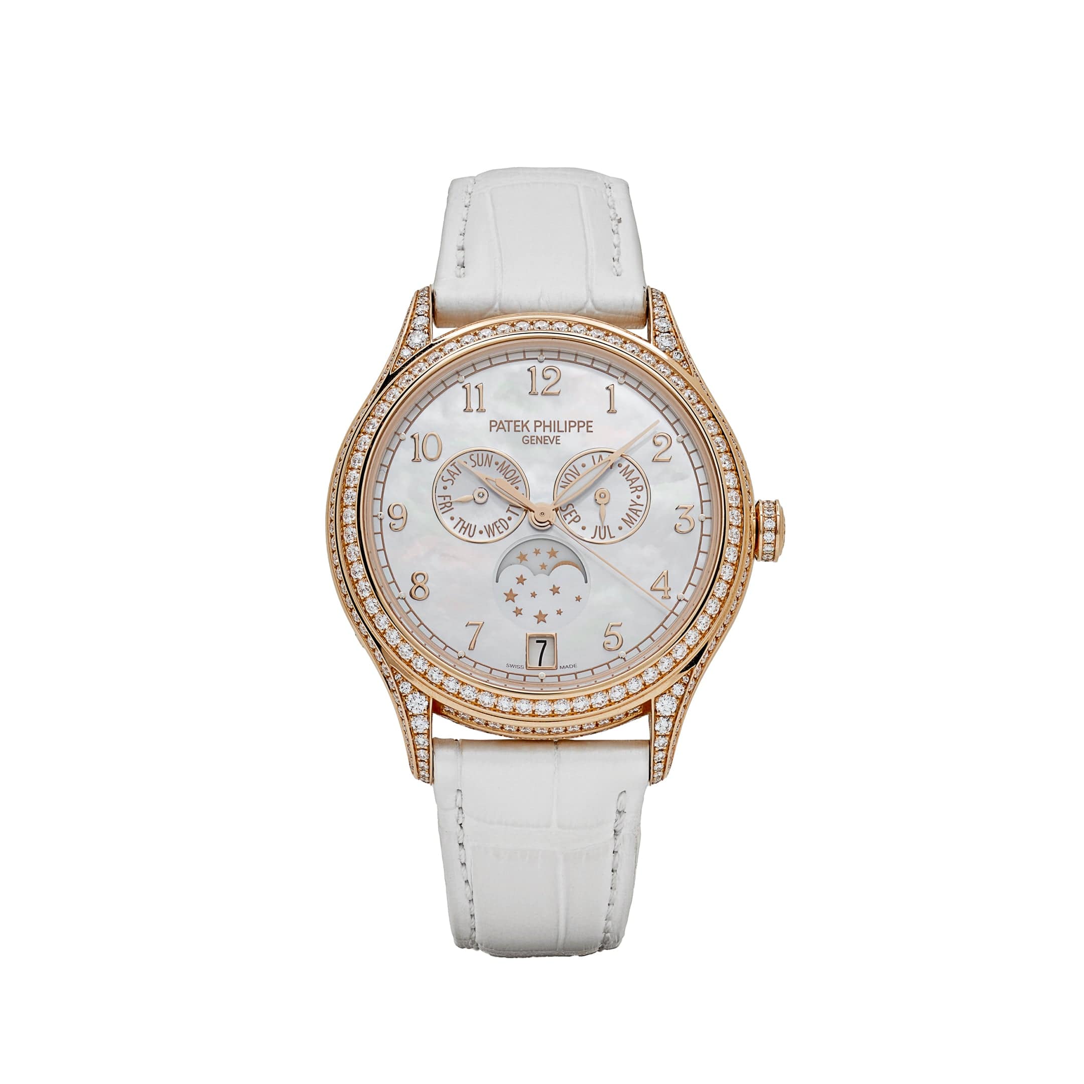 Patek Philippe Complications 4948R-001 Annual Calendar Moon Phases Rose Gold  Mother-of-Pearl Dial Diamond Bezel