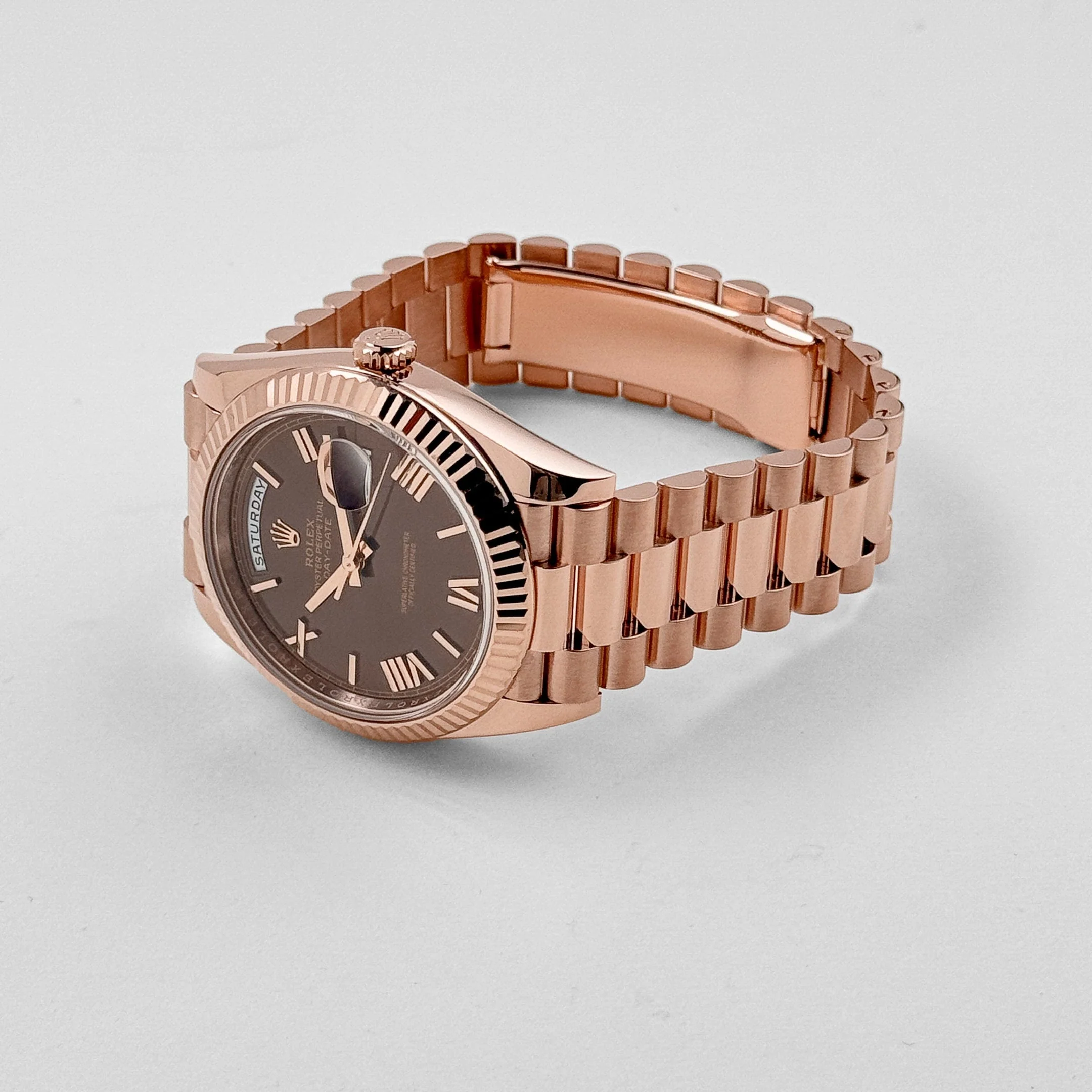 Rolex Day-Date 40 228235 Rose Gold Chocolate Roman Dial (2025)