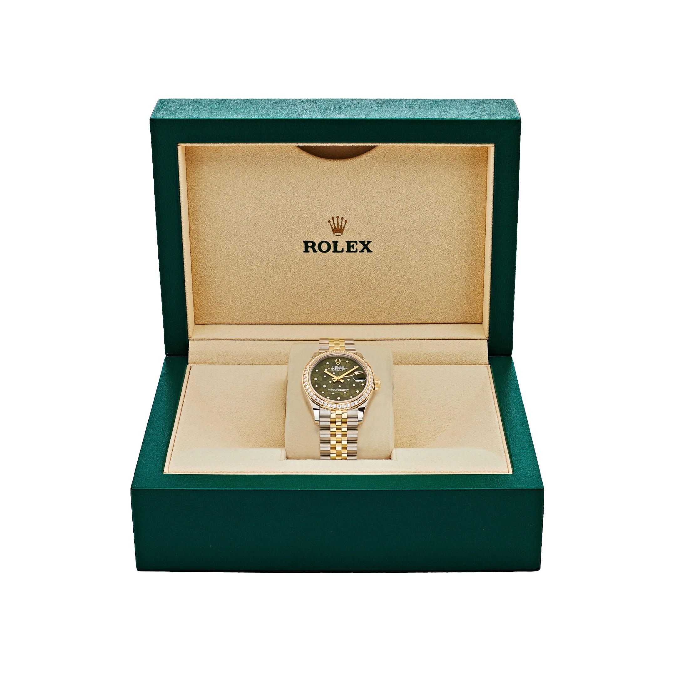 Rolex Datejust 31 278383RBR 'Ladies' Two-Toned Yellow Gold Stainless Steel Green Flower Dial