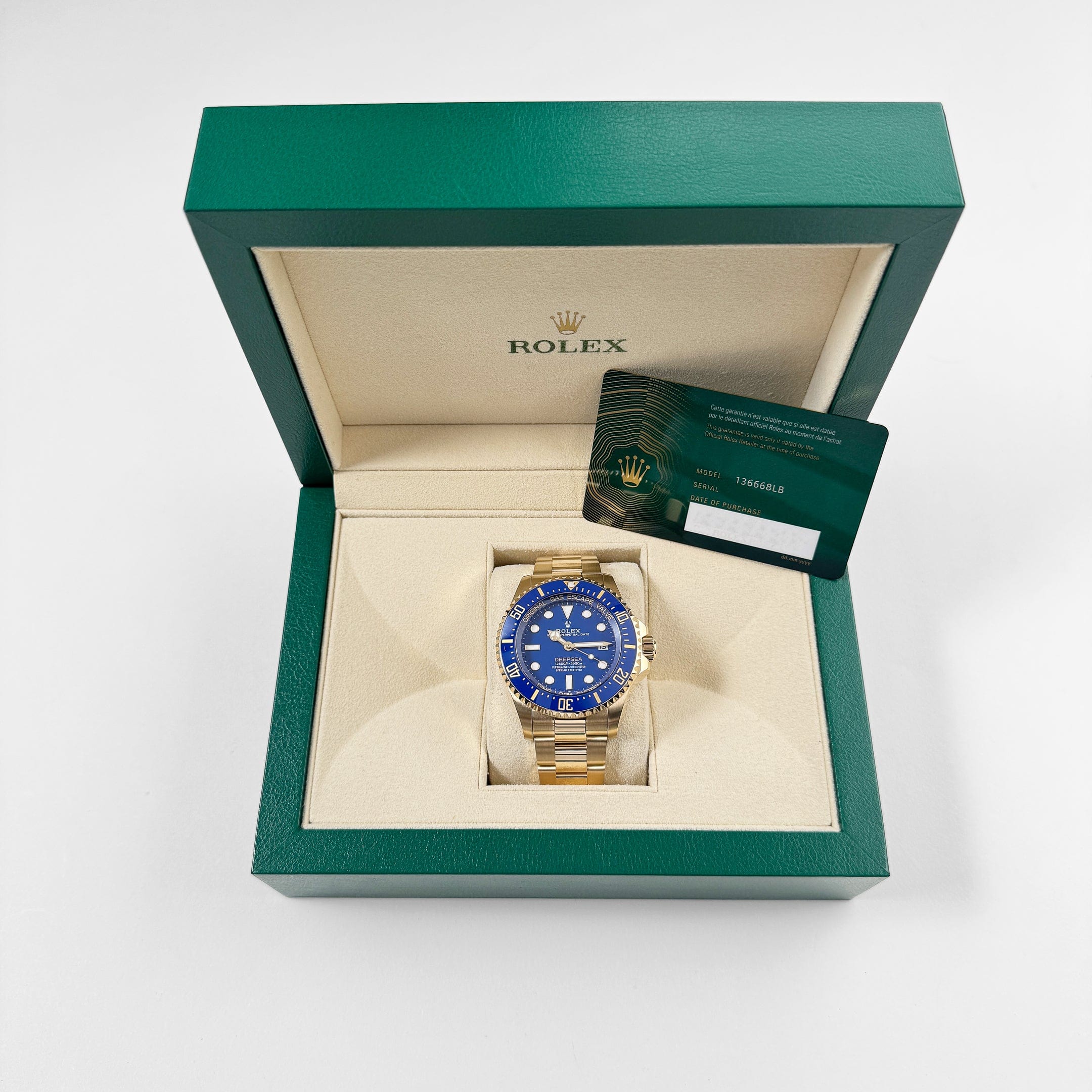 Rolex Deepsea 136668LB Yellow Gold Blue Dial Oyster