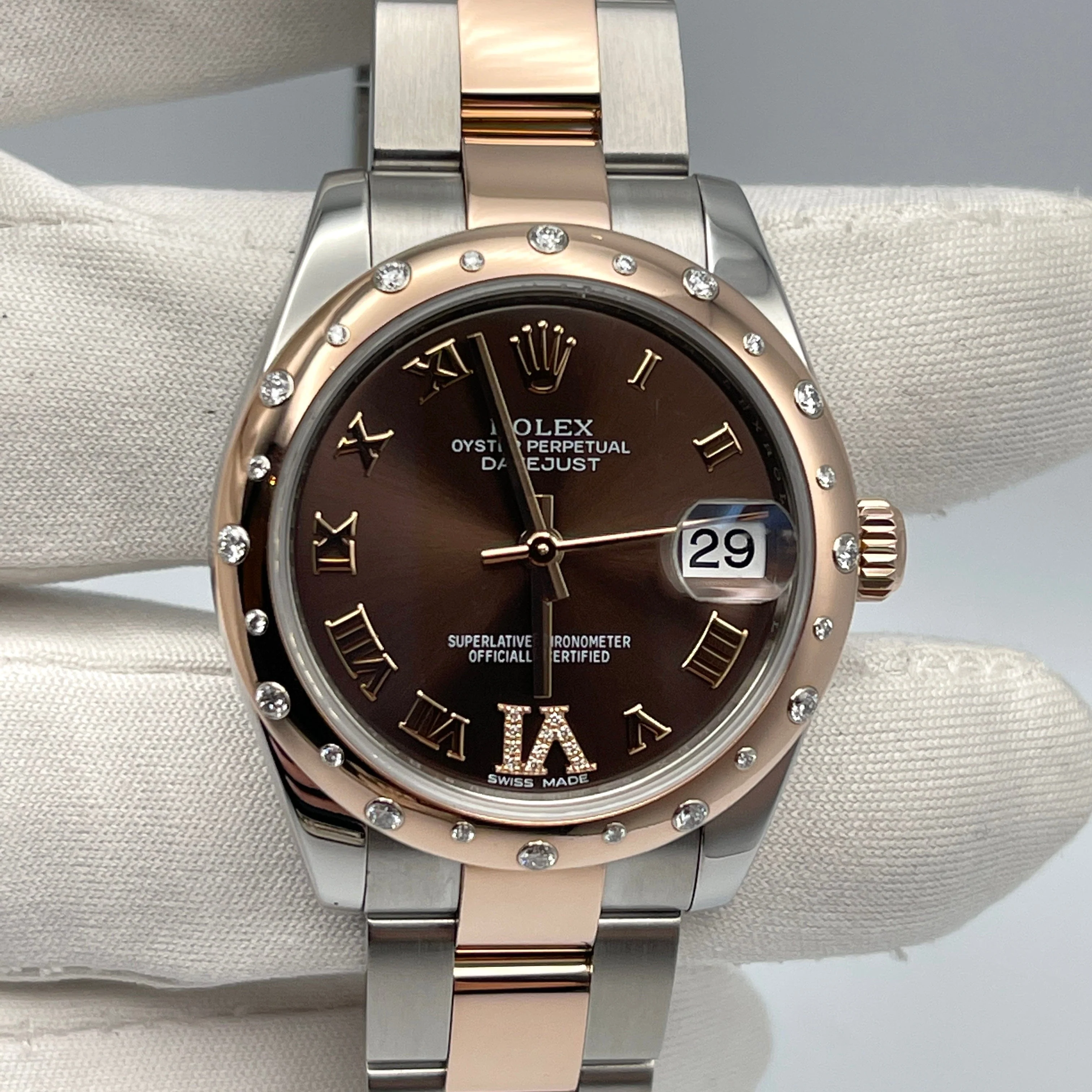 Rolex Datejust 31 178341 'Ladies' Rose Gold Stainless Steel Chocolate Dial