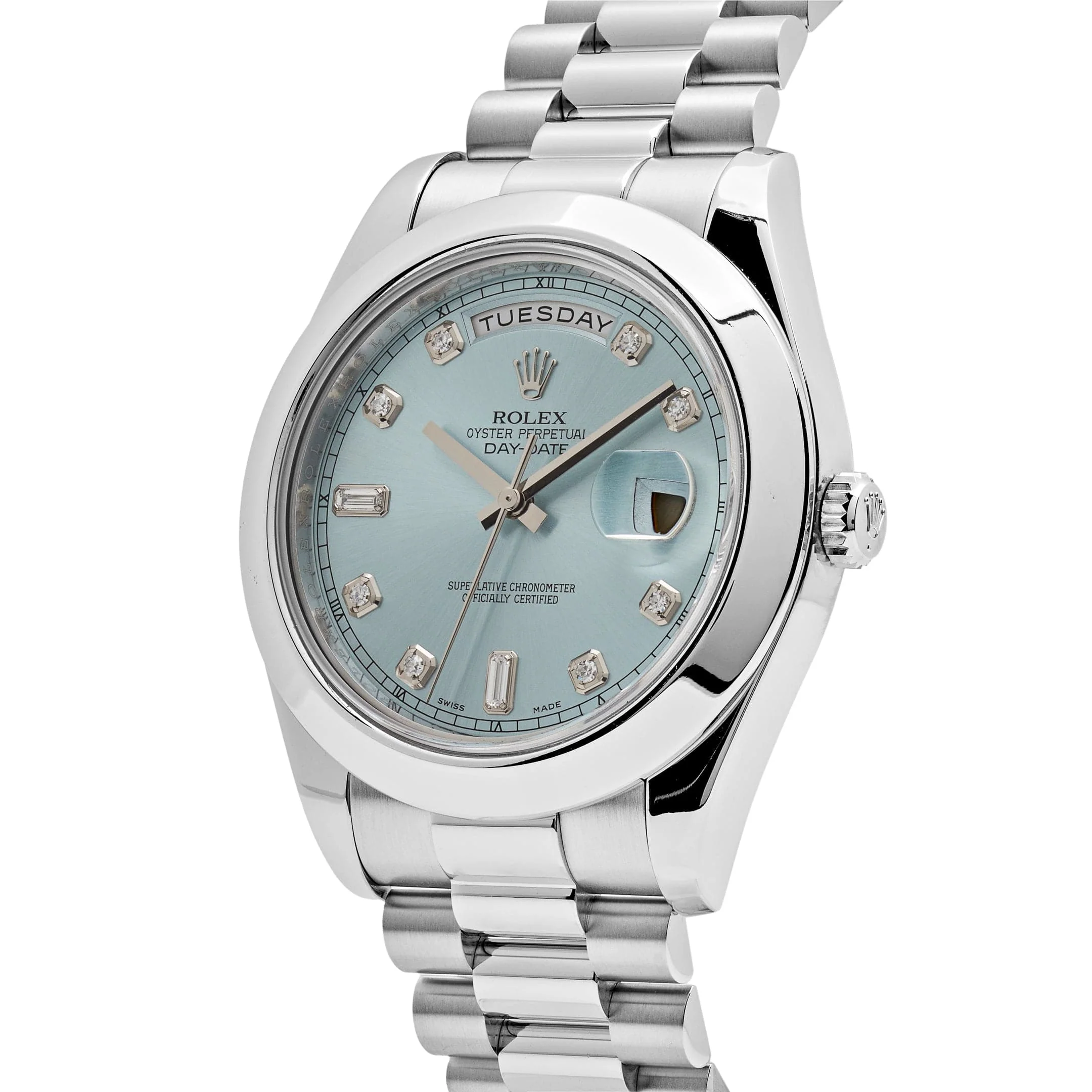 Rolex Day-Date II 218206 Platinum Blue Diamond Dial (2011)