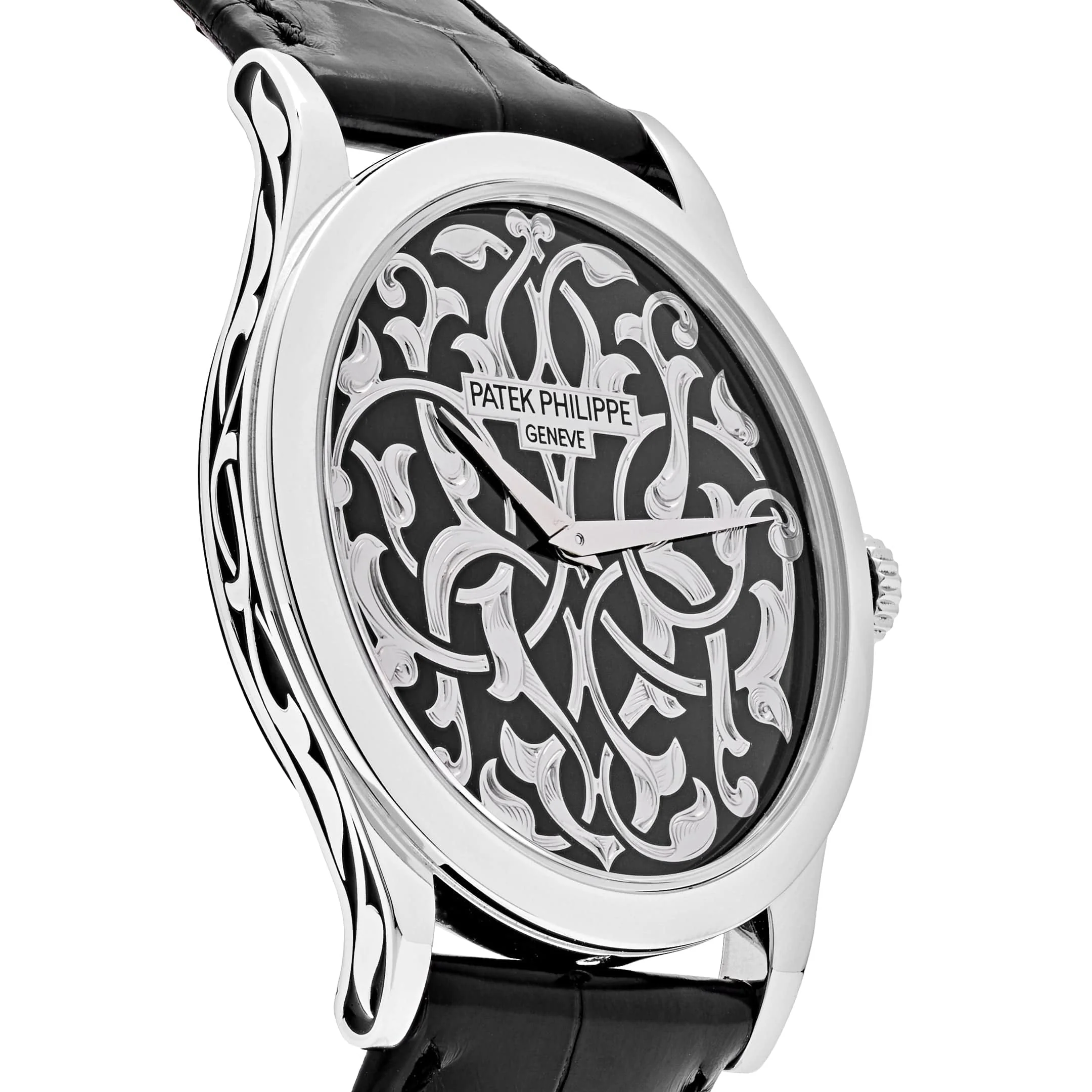 Patek Philippe Calatrava 5088/100P-001 Platinum Engraved Black Dial