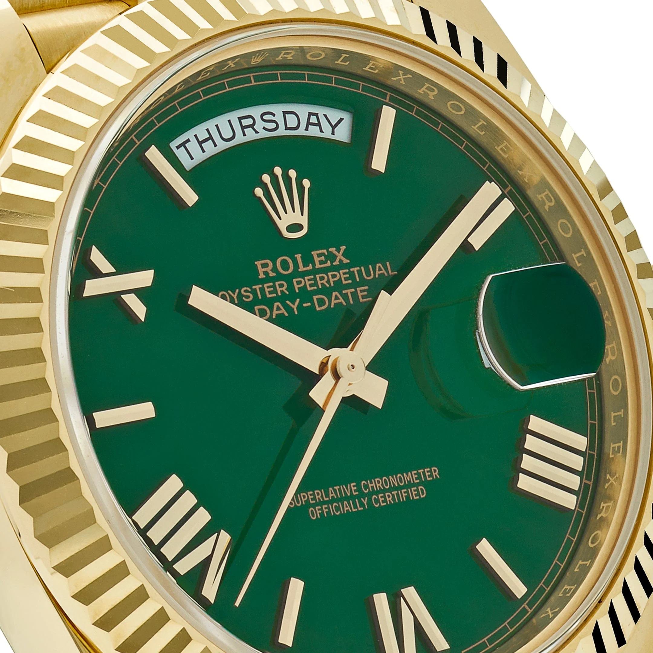 Rolex Day-Date 40 228238 Yellow Gold Green Roman Numerals Dial (2025)