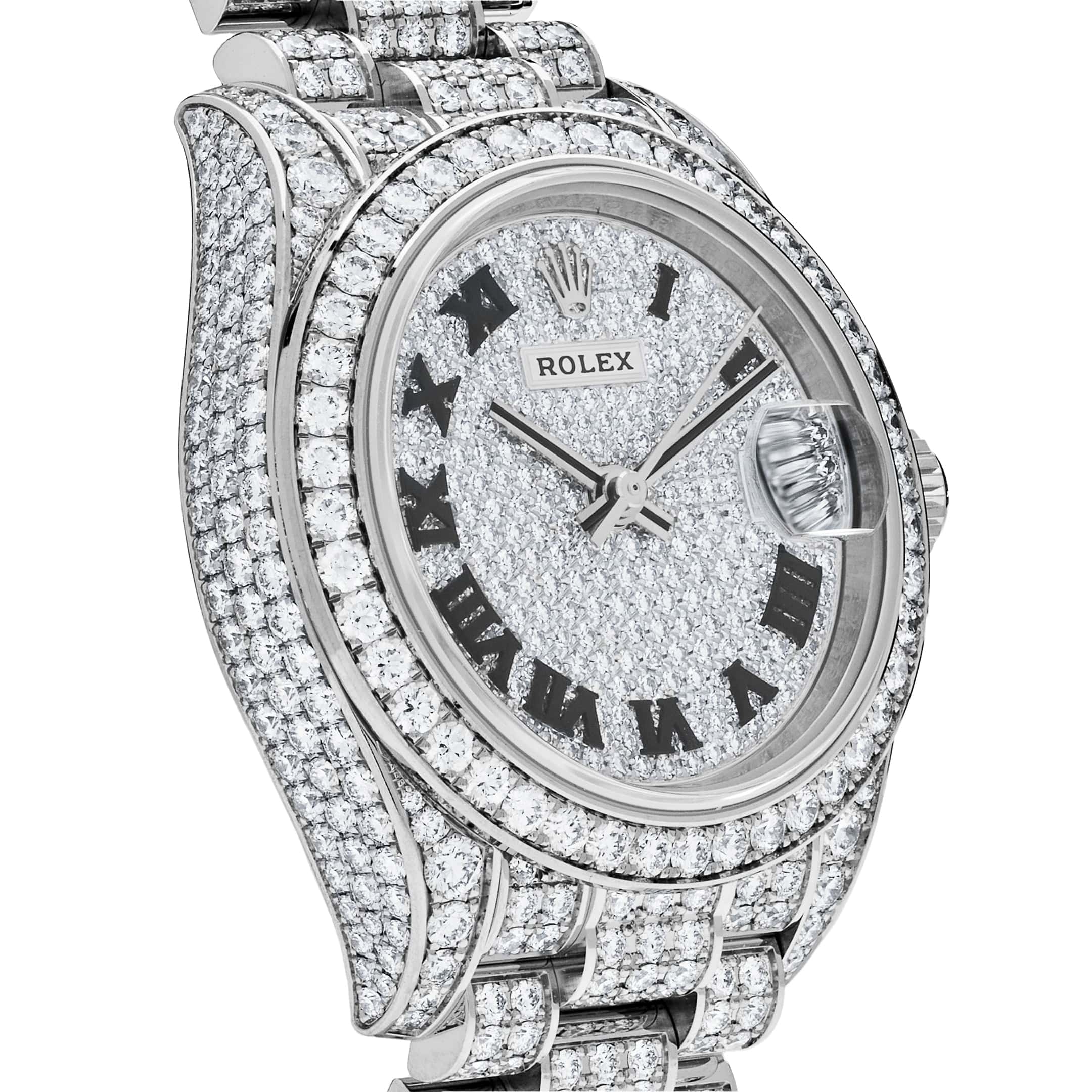 Rolex Datejust 28 279459RBR 'Ladies' White Gold Pave Set Diamonds