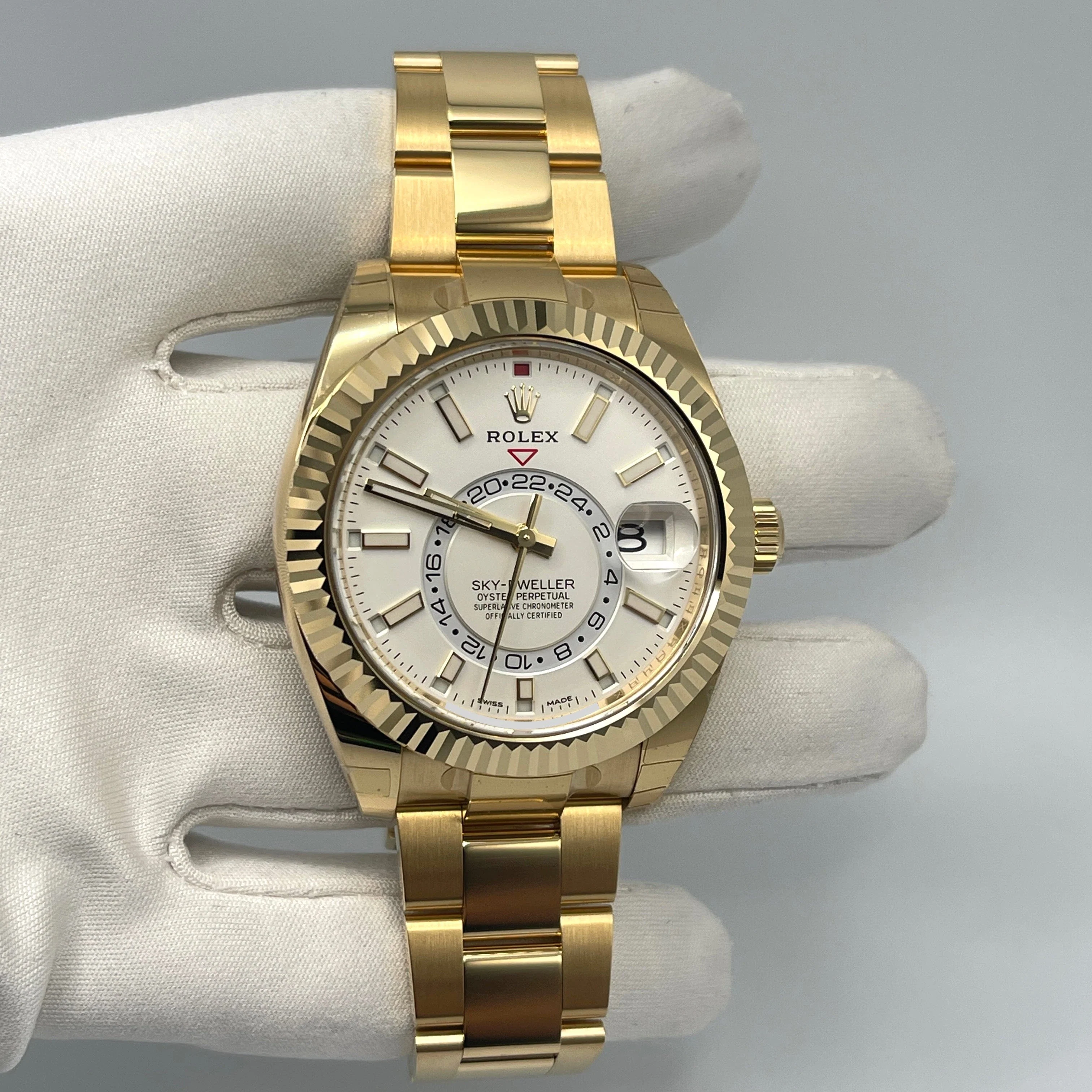 Rolex Sky-Dweller 326938 Yellow Gold White Dial