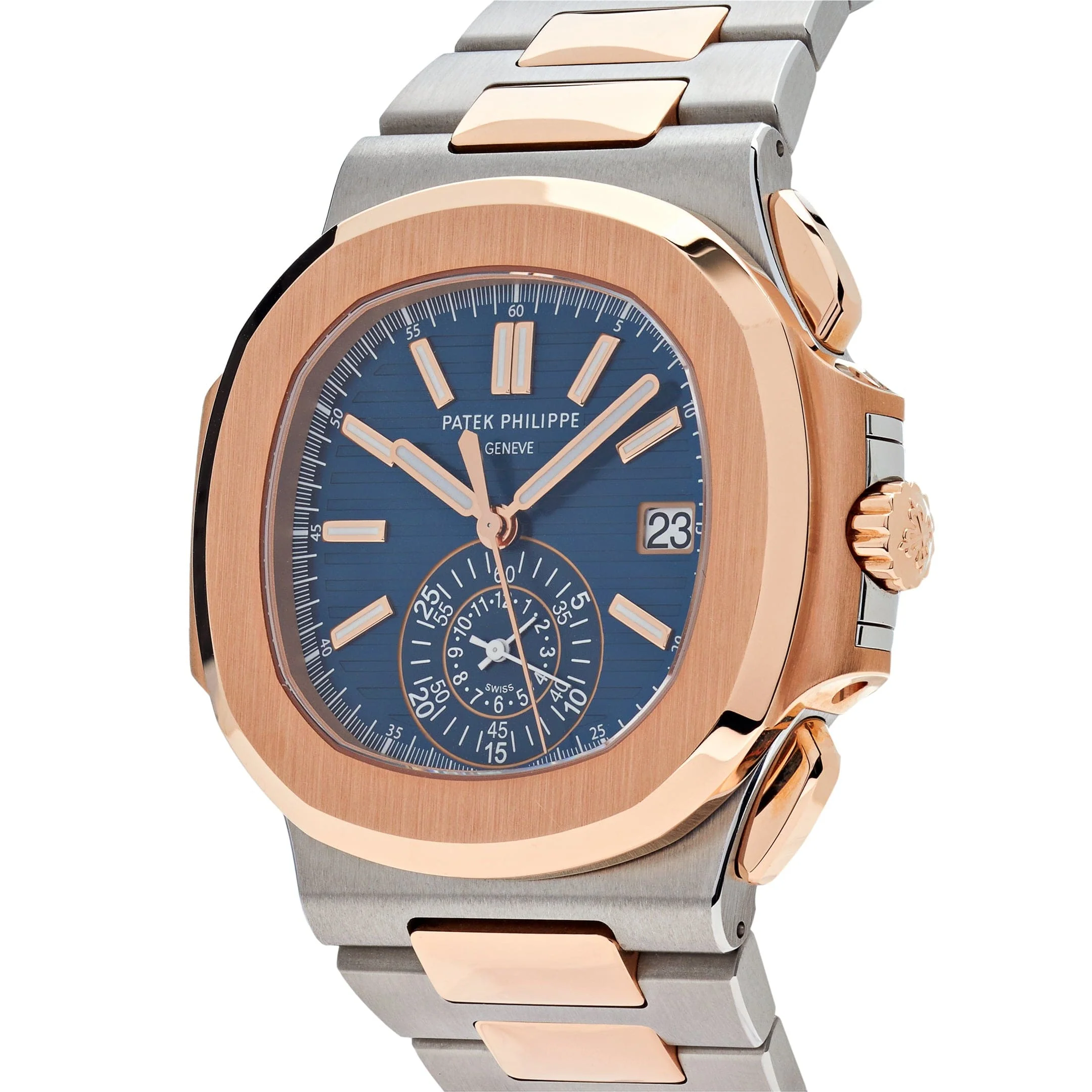 Patek Philippe Nautilus 5980/1AR-001 Chronograph Stainless Steel Rose Gold Blue Dial (2023)