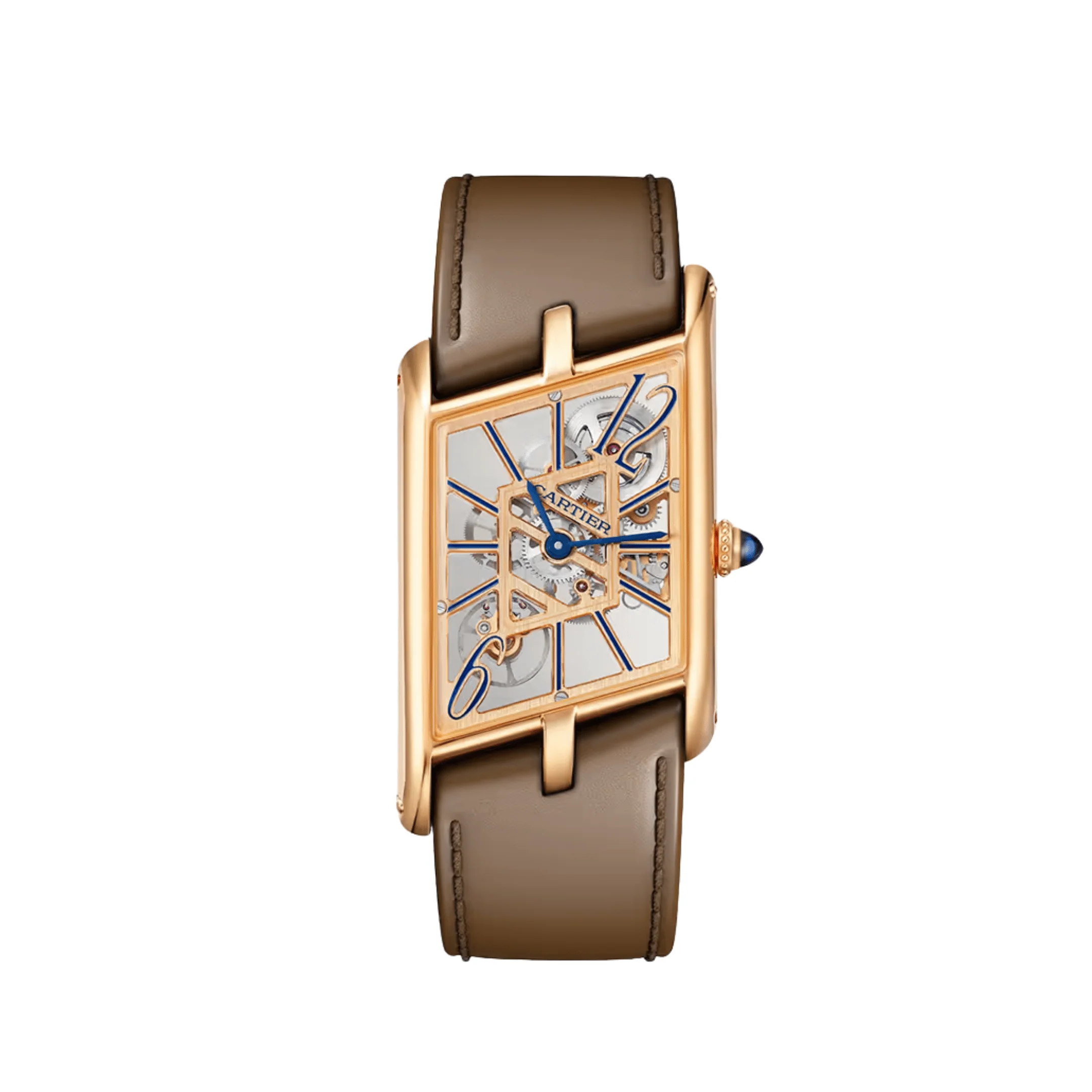 Cartier Tank Asymetrique Large WHTA0028 Rose Gold Skeleton Dial
